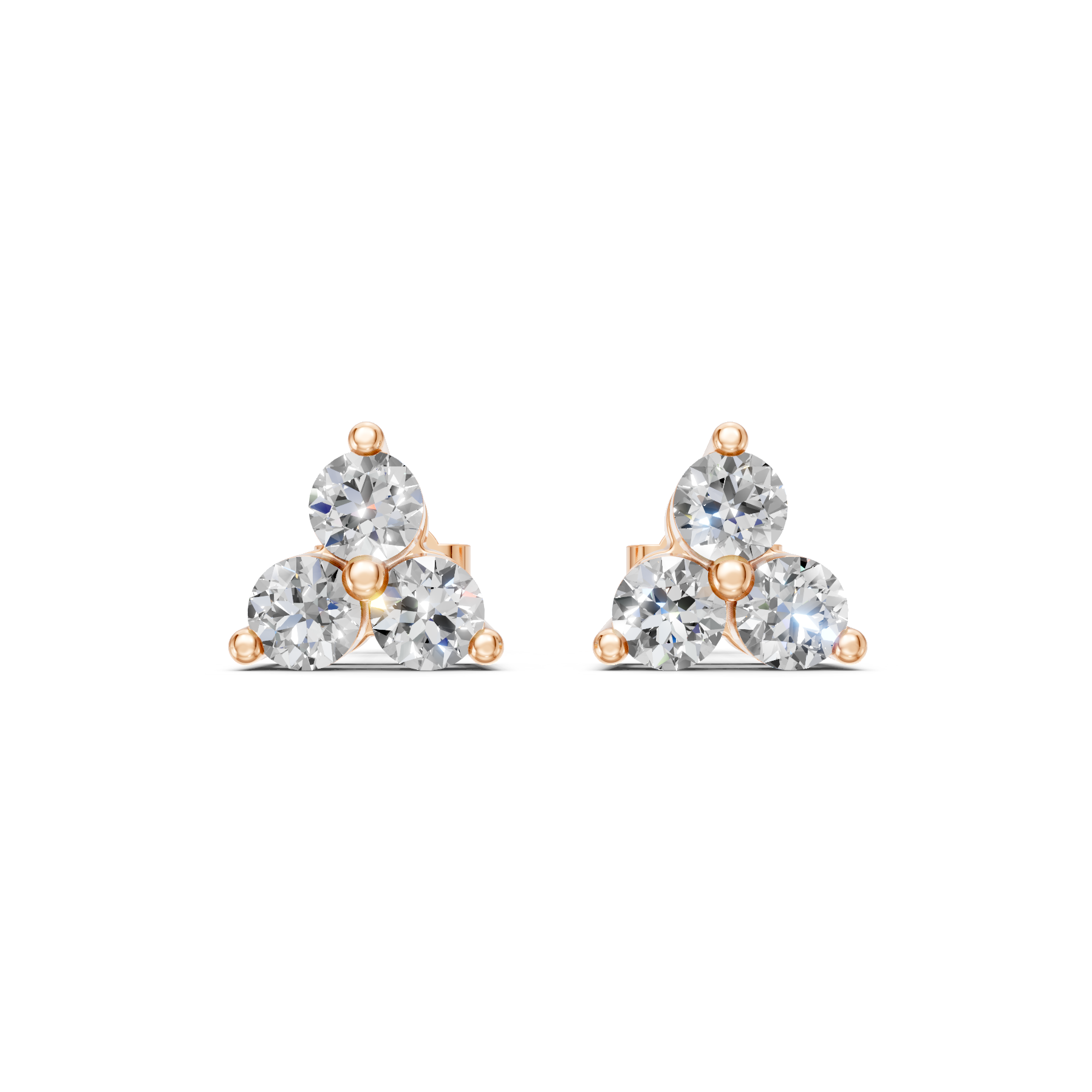 Lab Grown Diamond 0.60 CTW Tri-Stone Stud Earrings-925 Sterling Silver