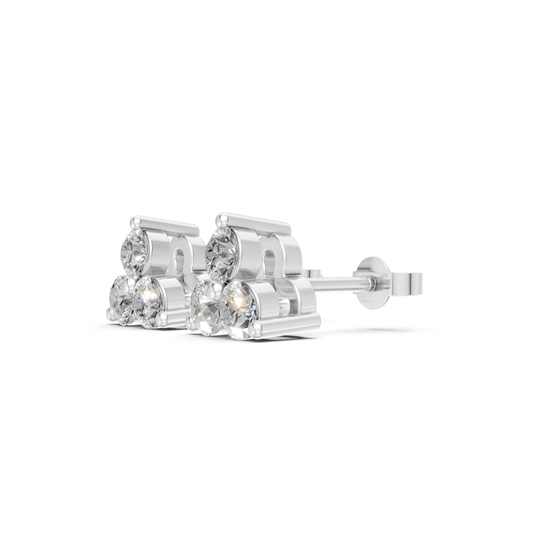 Lab Grown Diamond 0.60 CTW Tri-Stone Stud Earrings-925 Sterling Silver