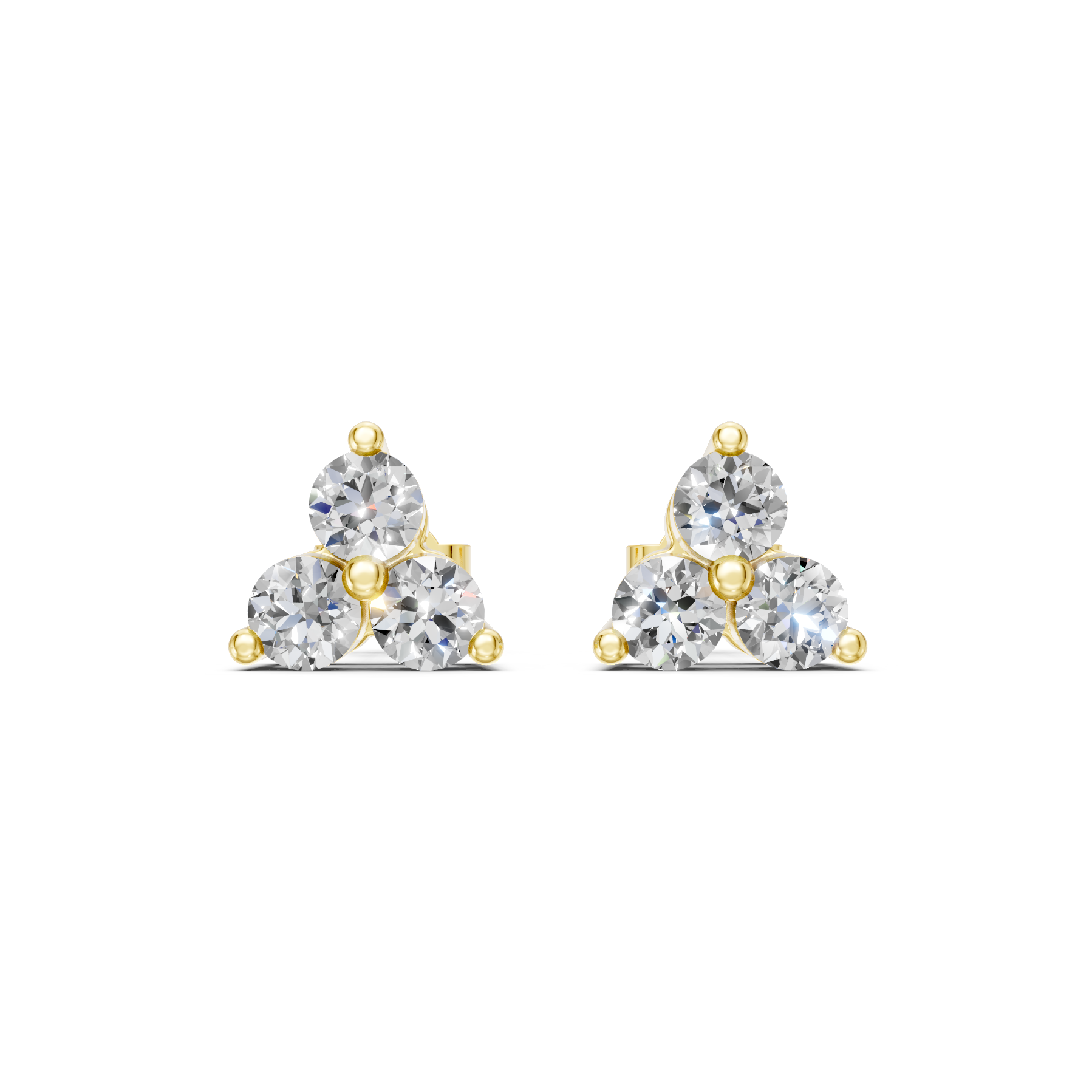 Lab Grown Diamond 0.60 CTW Tri-Stone Stud Earrings-925 Sterling Silver