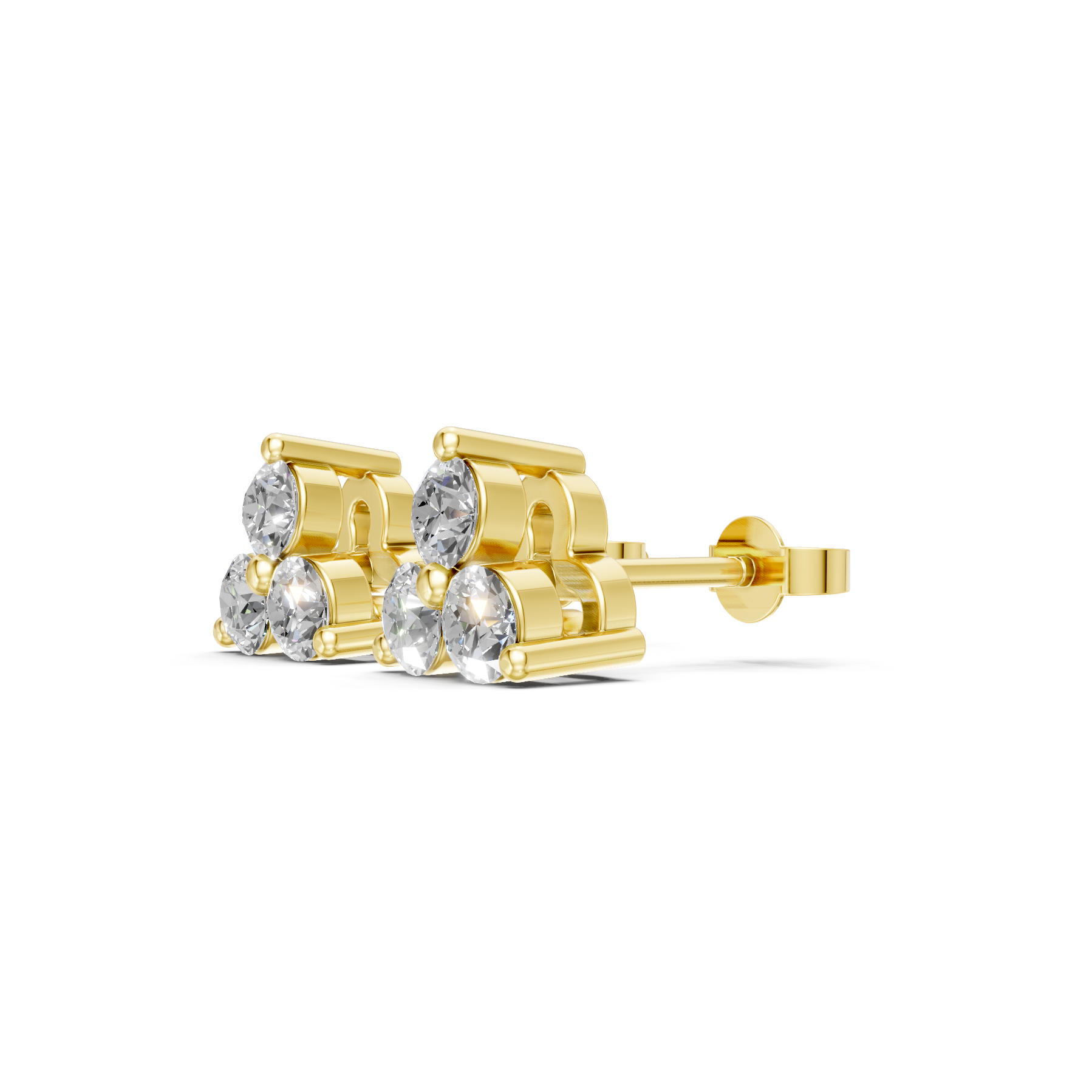 Lab Grown Diamond 0.60 CTW Tri-Stone Stud Earrings-925 Sterling Silver