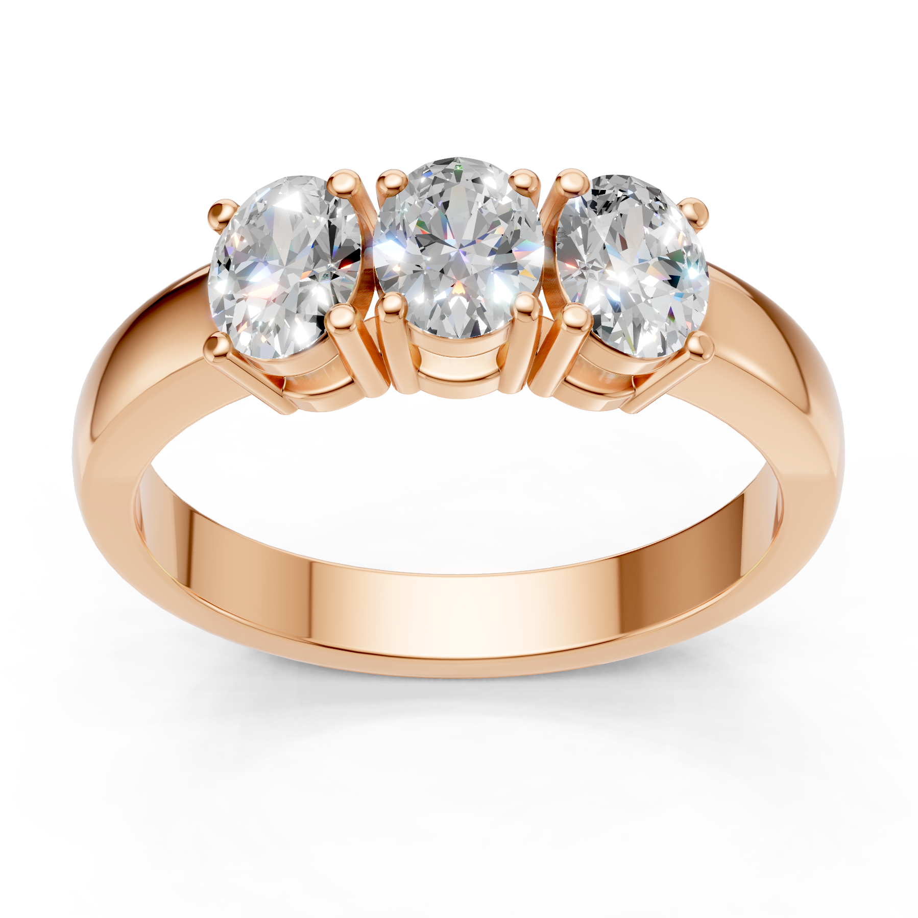 Lab Grown Diamond Oval 0.75 CTW Three Stone Ring- Sterling Silver