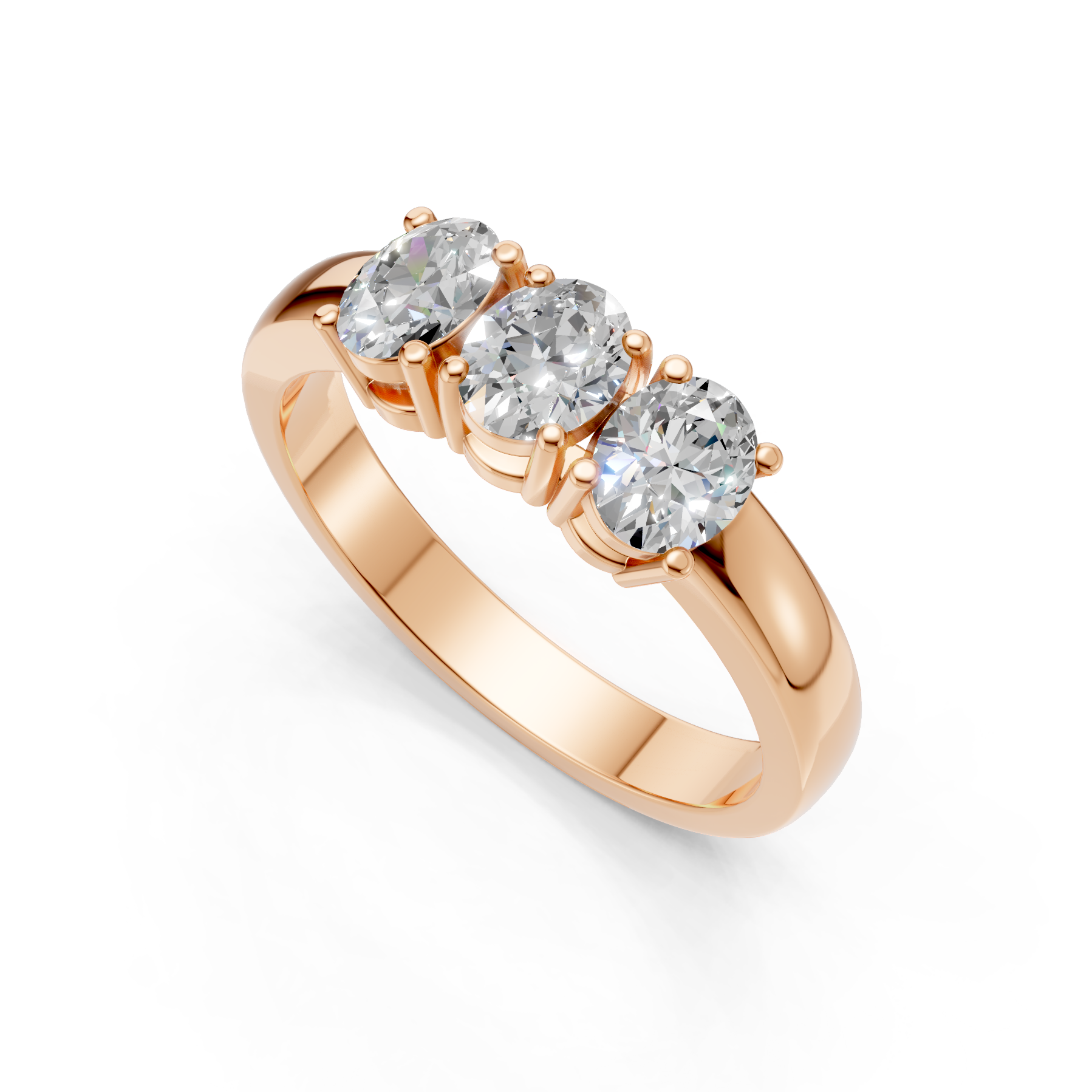 Lab Grown Diamond Oval 0.75 CTW Three Stone Ring- Sterling Silver