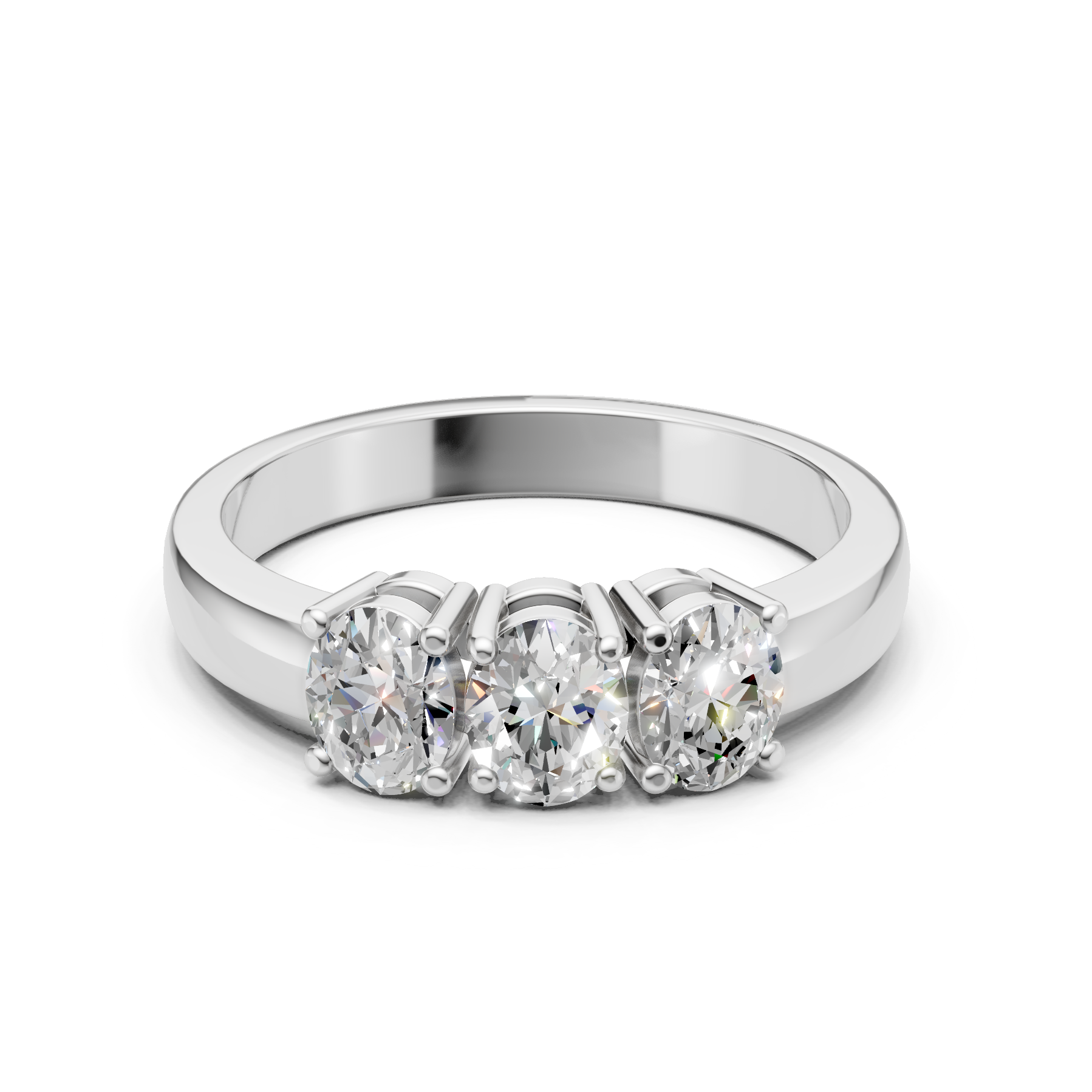 Lab Grown Diamond Oval 0.75 CTW Three Stone Ring- Sterling Silver