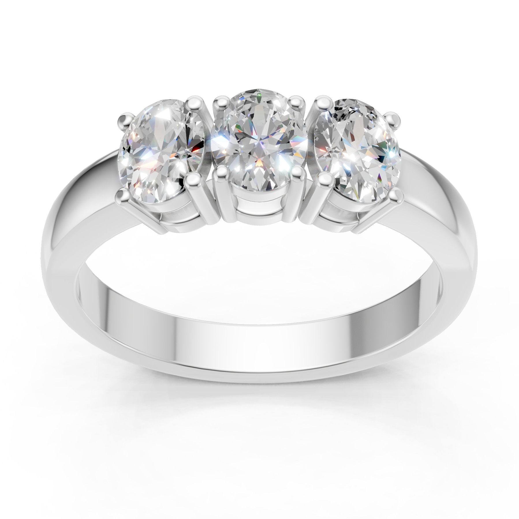 Lab Grown Diamond Oval 0.75 CTW Three Stone Ring- Sterling Silver