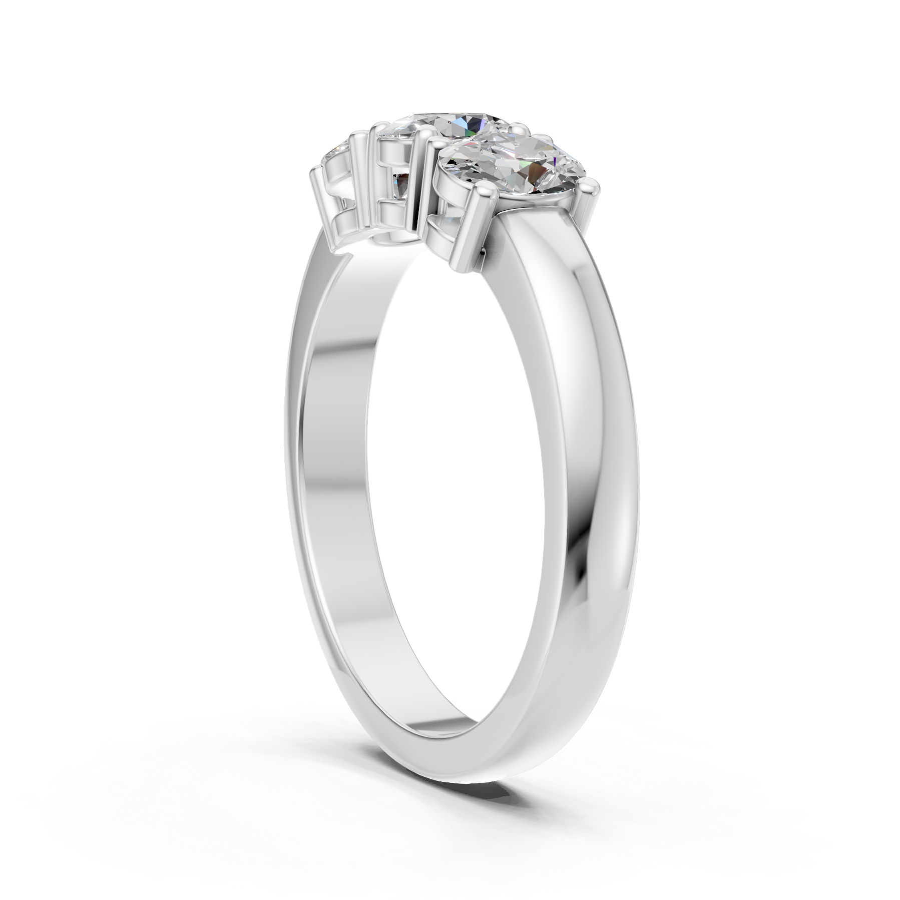 Lab Grown Diamond Oval 0.75 CTW Three Stone Ring- Sterling Silver