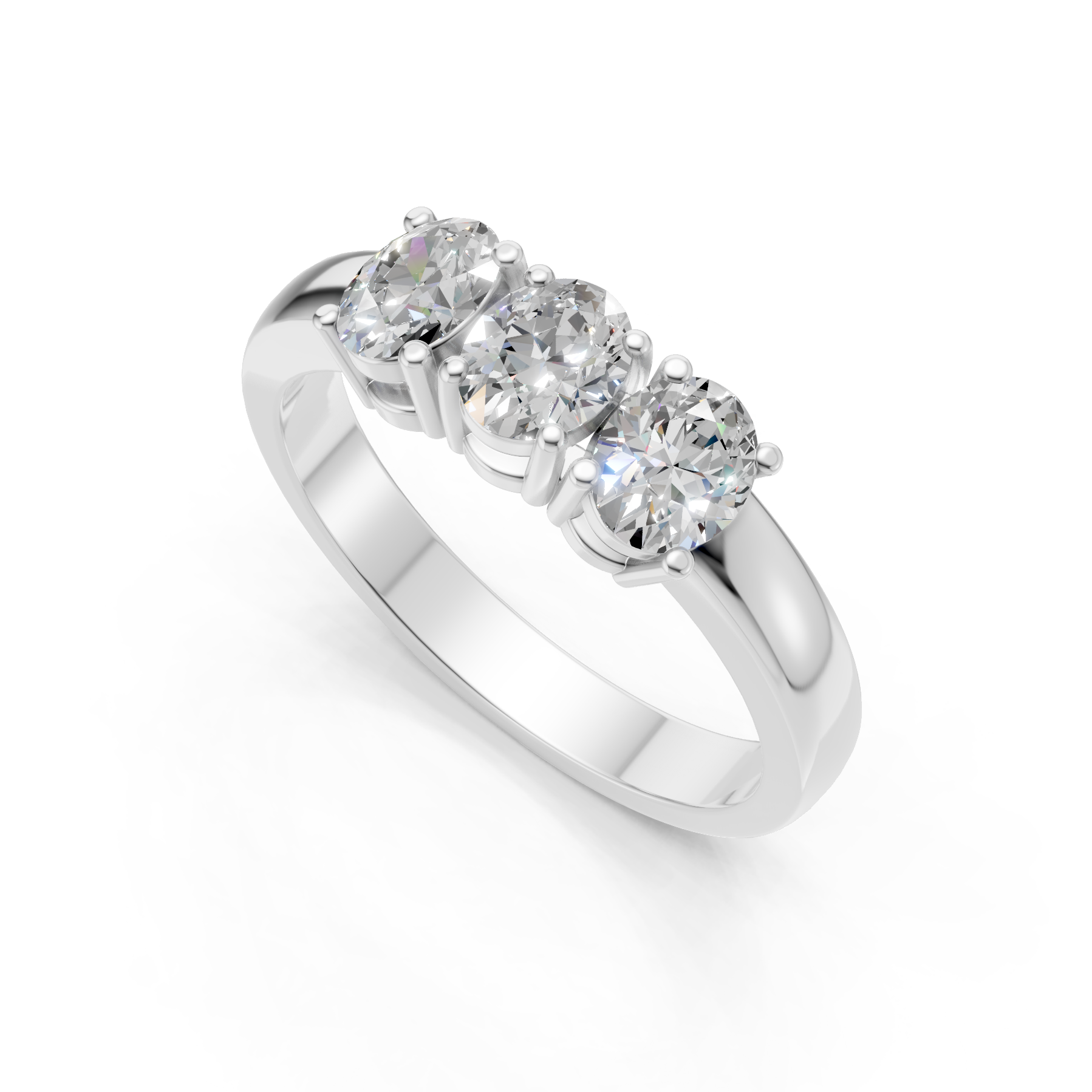 Lab Grown Diamond Oval 0.75 CTW Three Stone Ring- Sterling Silver