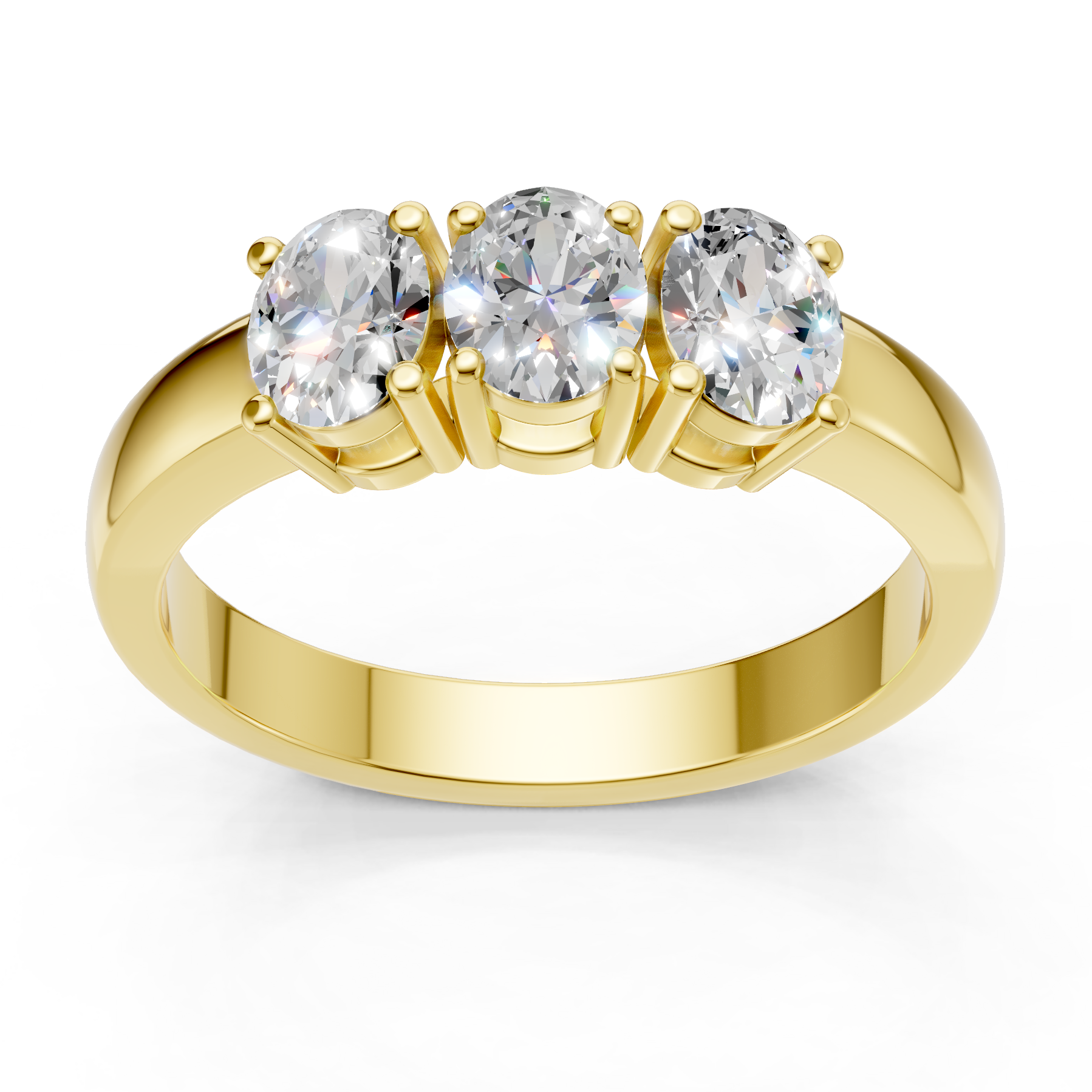 Lab Grown Diamond Oval 0.75 CTW Three Stone Ring- Sterling Silver