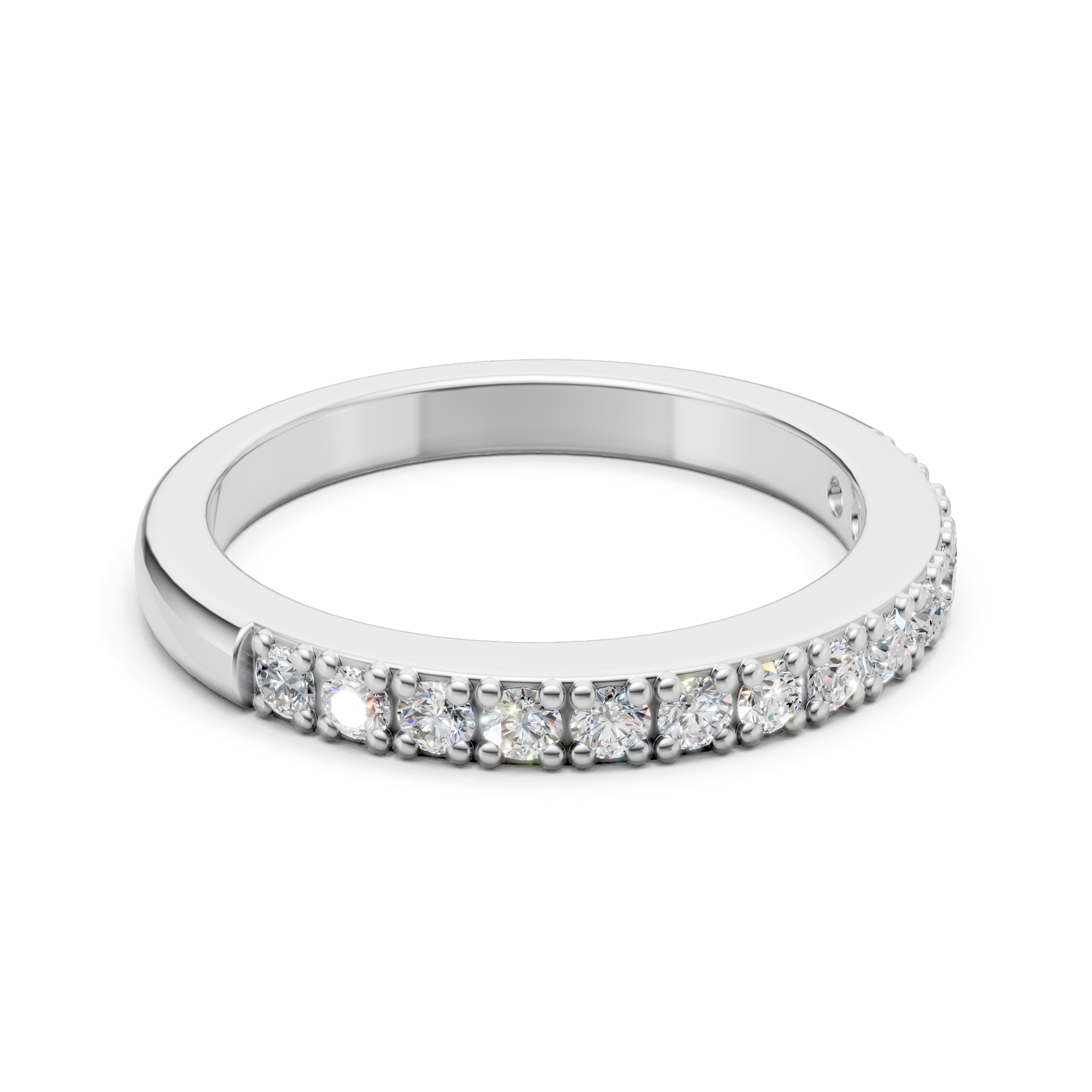 Lab Grown Diamond 0.45 CTW Half Eternity Ring- Sterling Silver