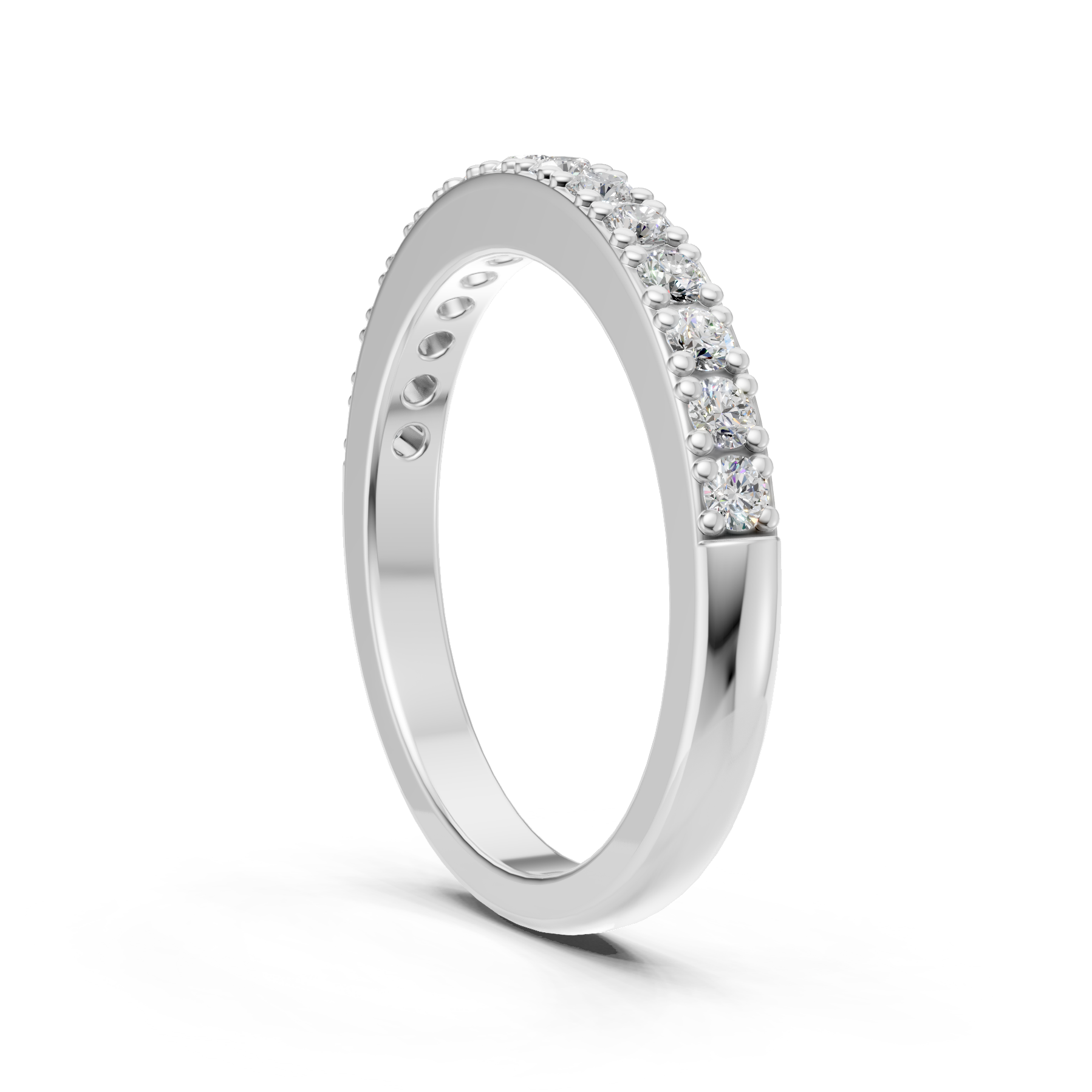 Lab Grown Diamond 0.45 CTW Half Eternity Ring- Sterling Silver