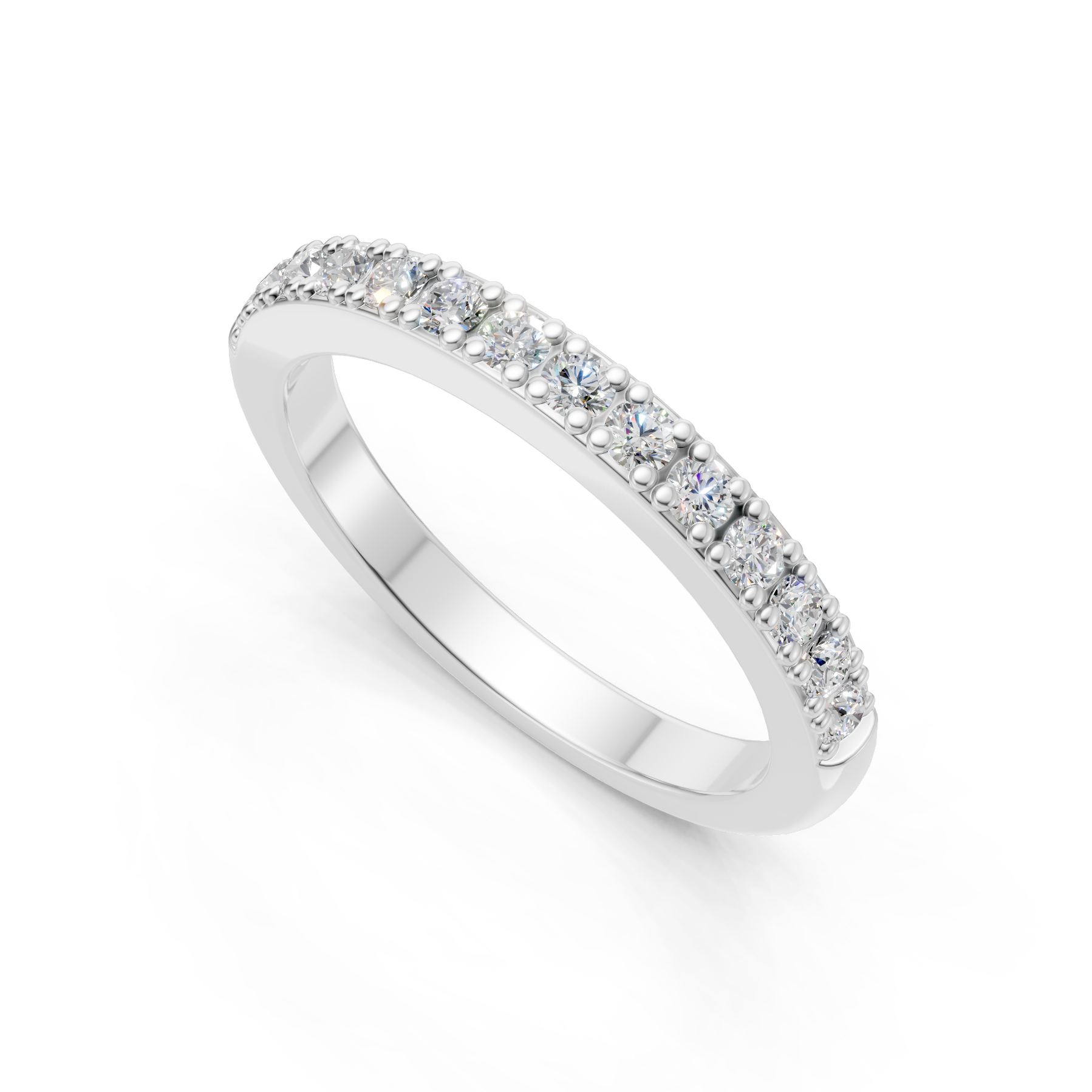 Lab Grown Diamond 0.45 CTW Half Eternity Ring- Sterling Silver