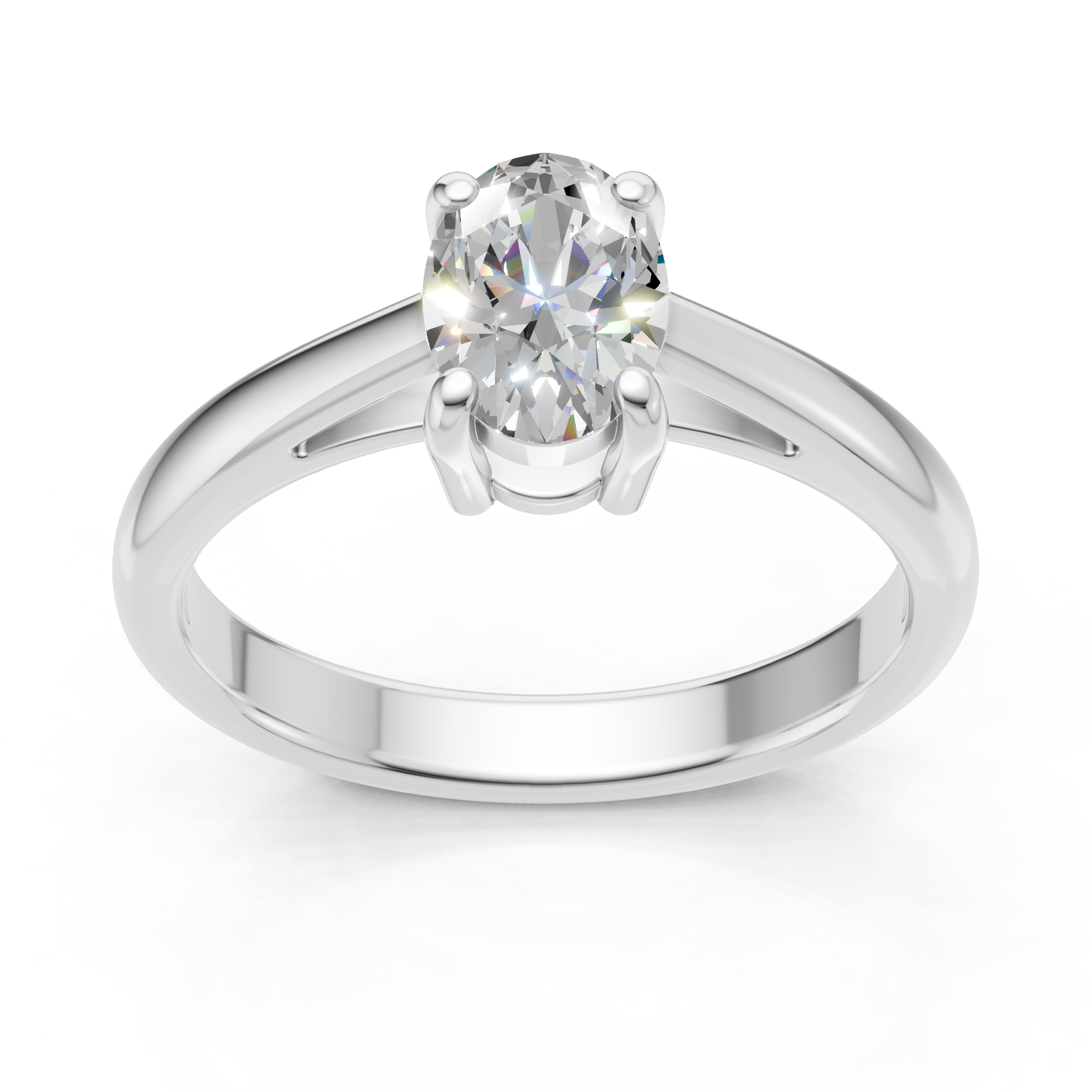 Lab Grown Diamond 1.00 CTW Oval Solitaire Ring- Sterling Silver