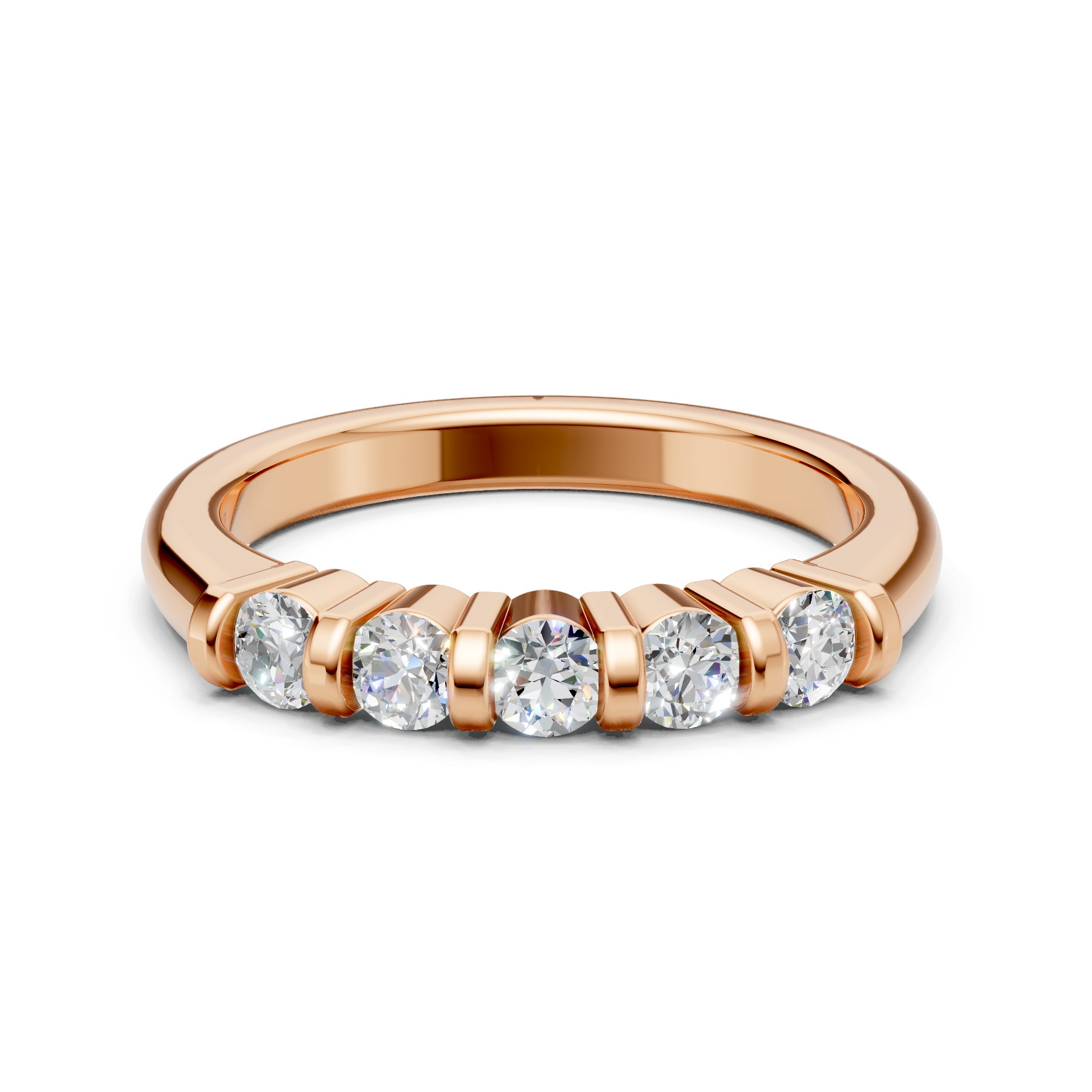 Lab Grown Diamond 0.50 CTW Round Half Eternity Ring- Sterling Silver