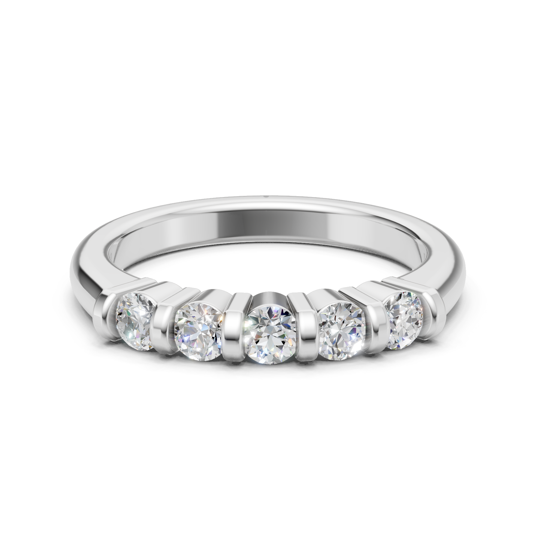 Lab Grown Diamond 0.50 CTW Round Half Eternity Ring- Sterling Silver