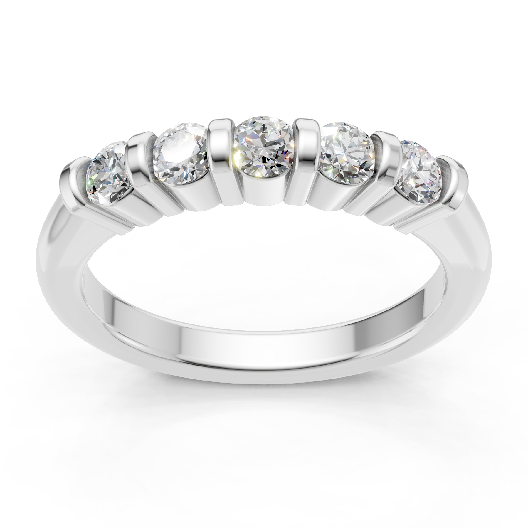 Lab Grown Diamond 0.50 CTW Round Half Eternity Ring- Sterling Silver