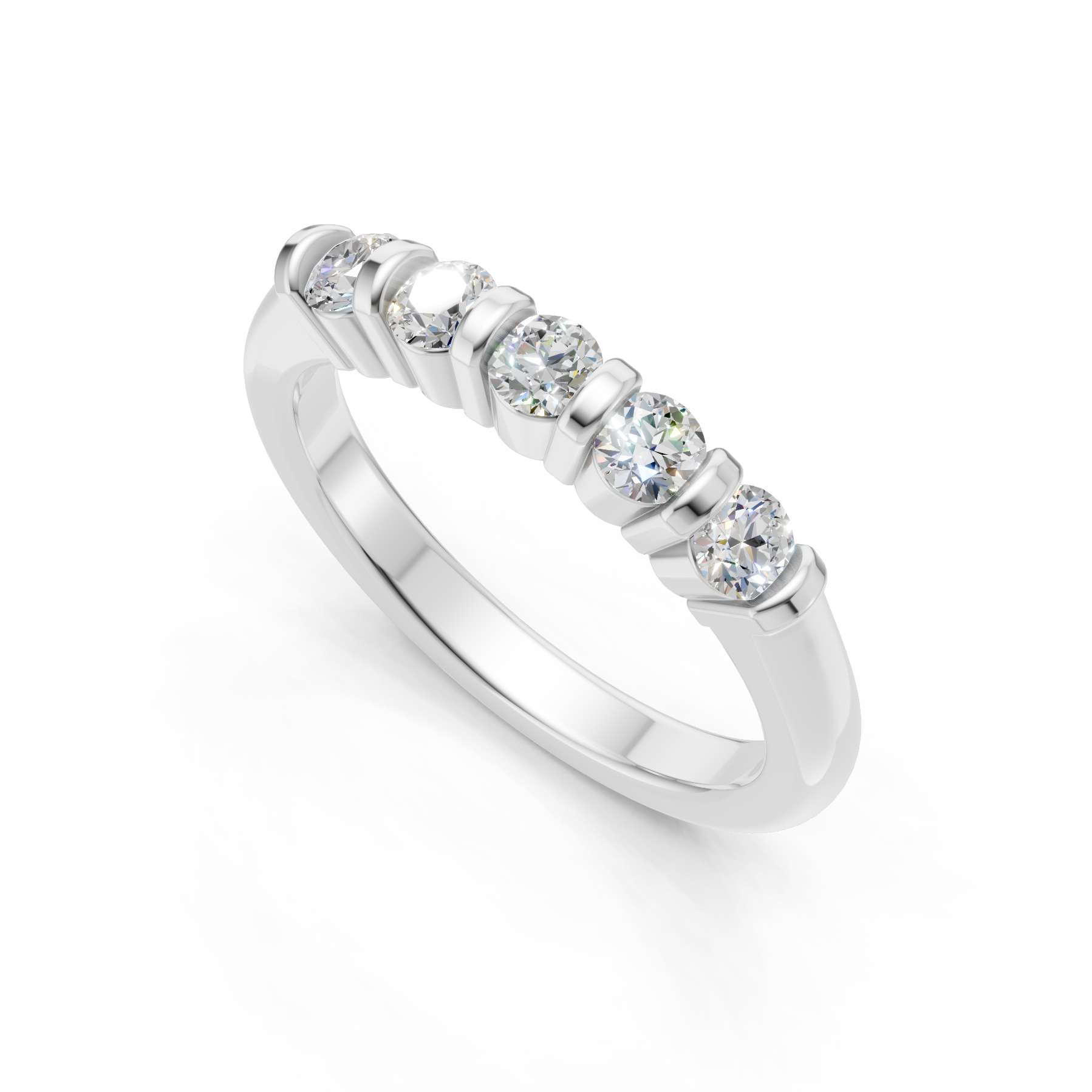 Lab Grown Diamond 0.50 CTW Round Half Eternity Ring- Sterling Silver