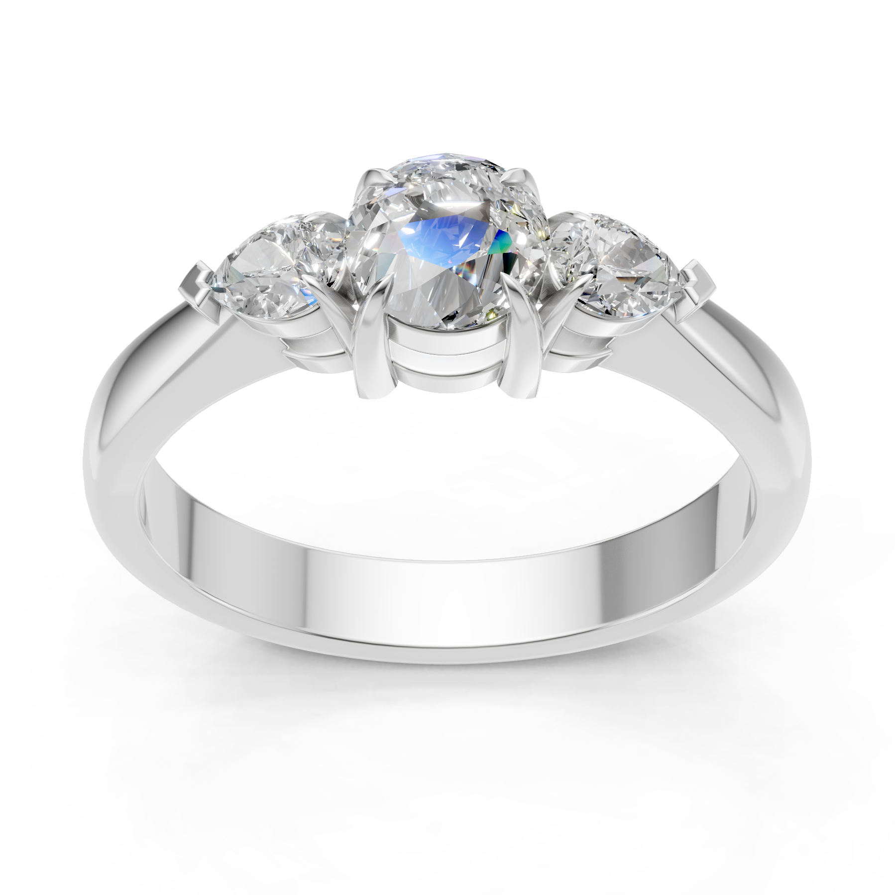 Lab Grown Diamond 1.00 CTW Three Stone Ring- Sterling Silver