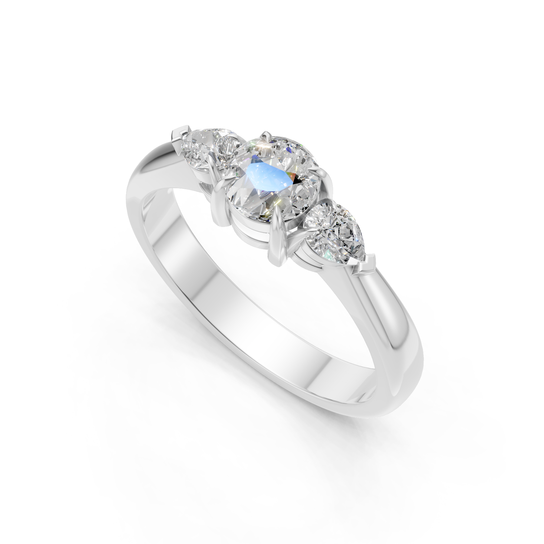 Lab Grown Diamond 1.00 CTW Three Stone Ring- Sterling Silver