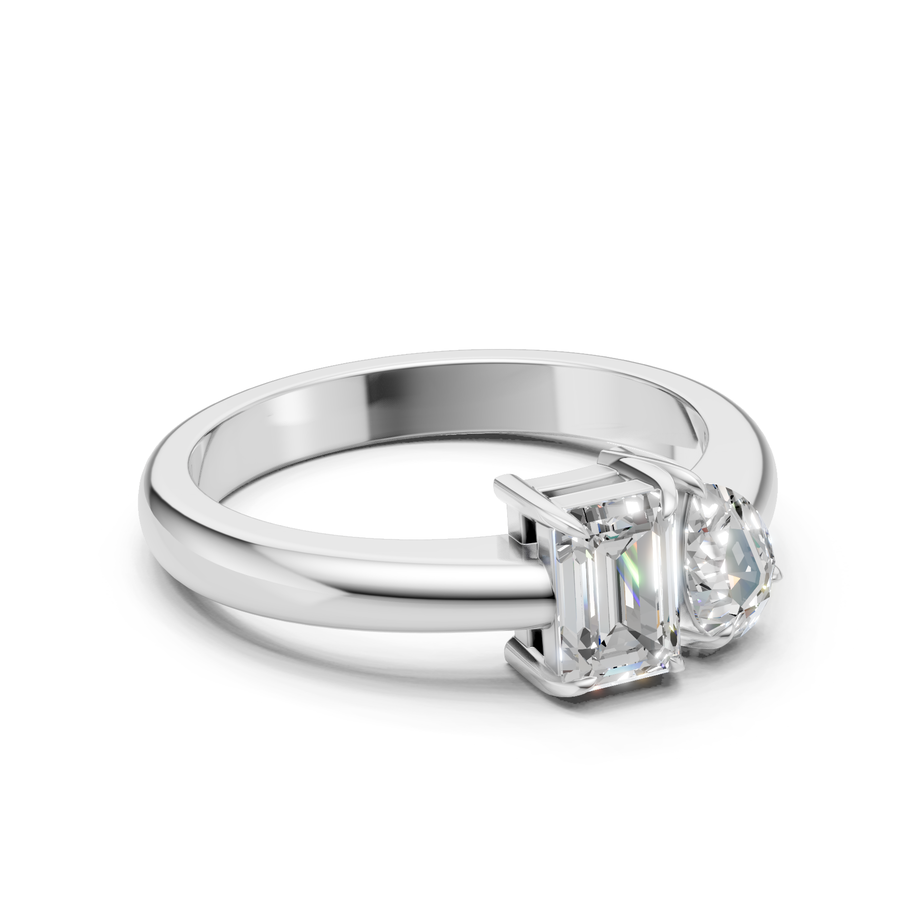 Lab Grown Diamond 1.20 CTW Two Stone Ring- Sterling Silver