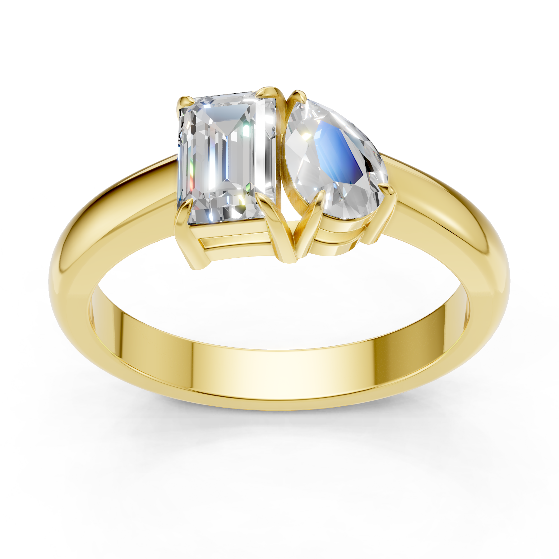 Lab Grown Diamond 1.20 CTW Two Stone Ring- Sterling Silver