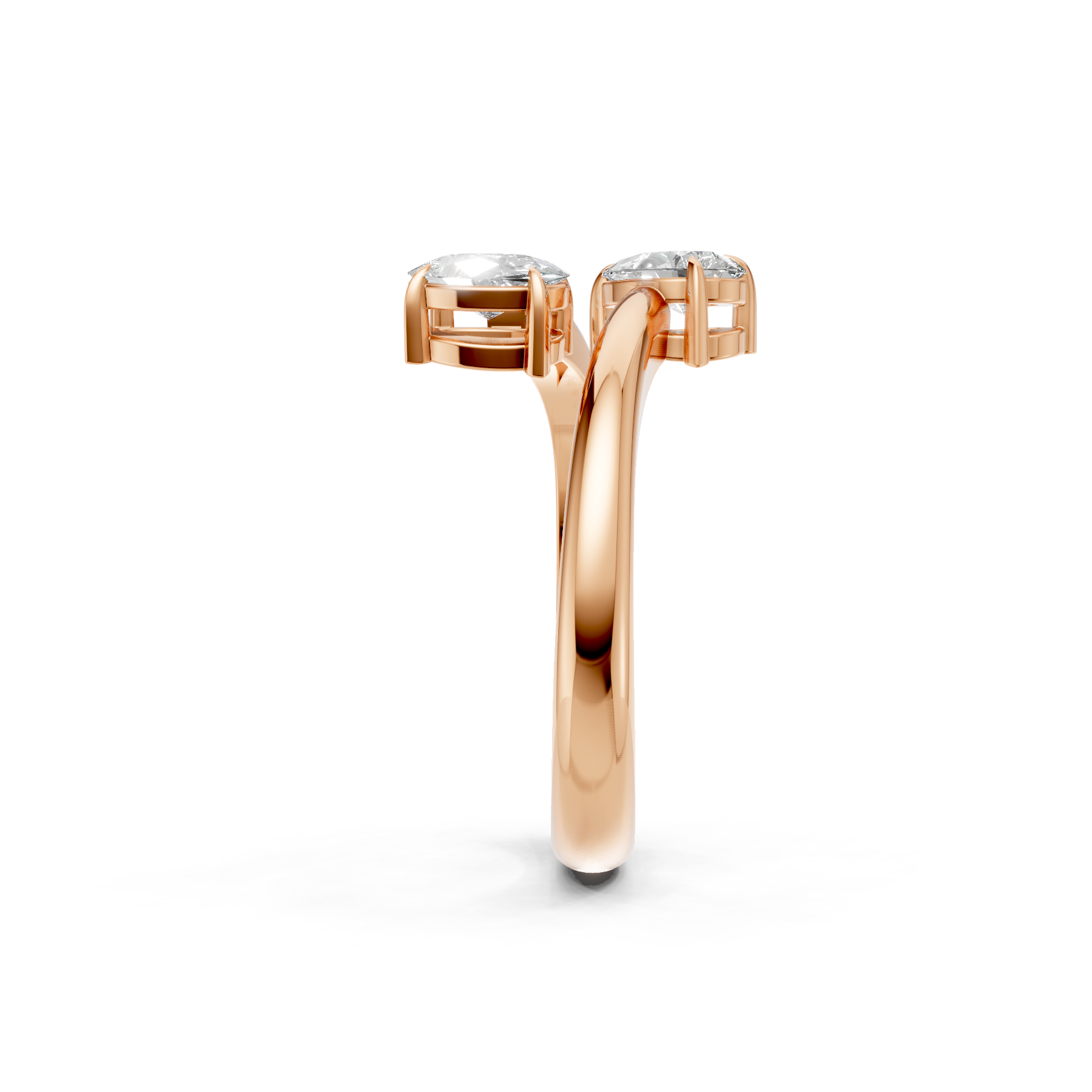 Lab Grown Diamond 1.20 CTW Two Stone Bypass Ring- Sterling Silver