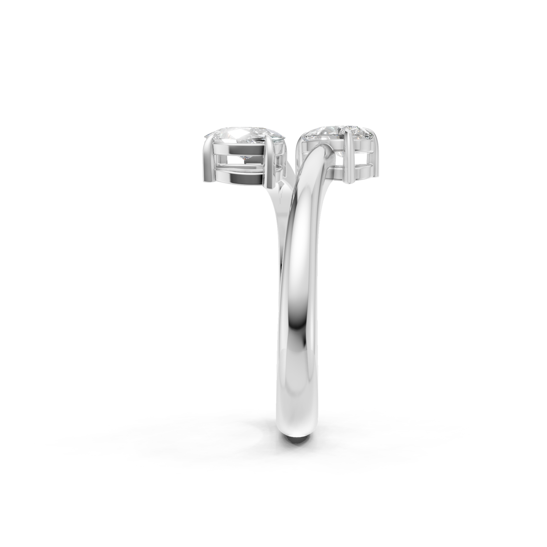 Lab Grown Diamond 1.20 CTW Two Stone Bypass Ring- Sterling Silver