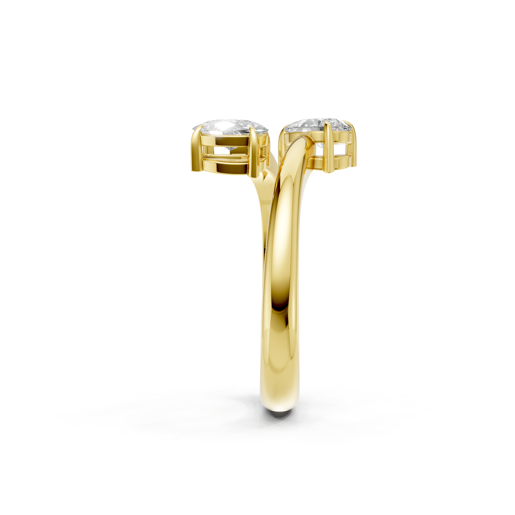 Lab Grown Diamond 1.20 CTW Two Stone Bypass Ring- Sterling Silver