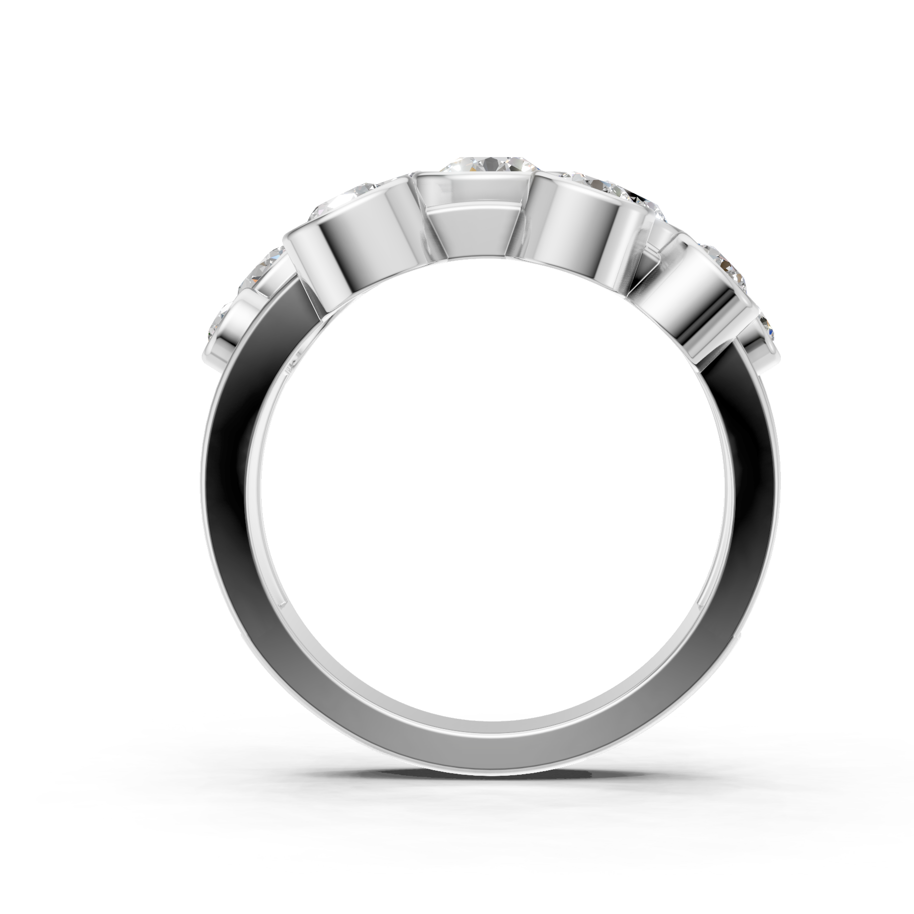 Lab Grown Diamond 1.05 CTW Round Bezel Cluster Ring- Sterling Silver