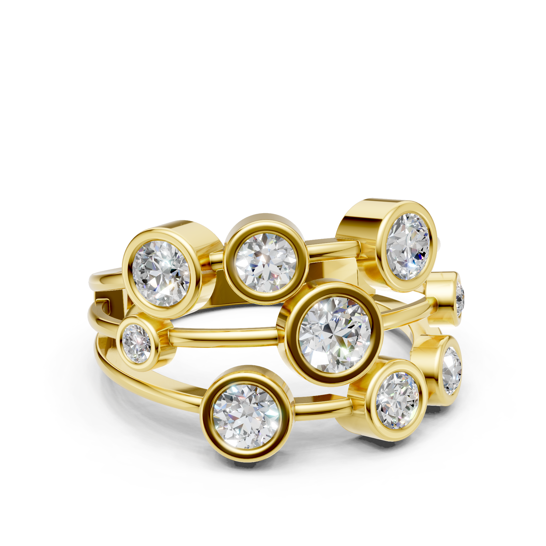 Lab Grown Diamond 1.05 CTW Round Bezel Cluster Ring- Sterling Silver