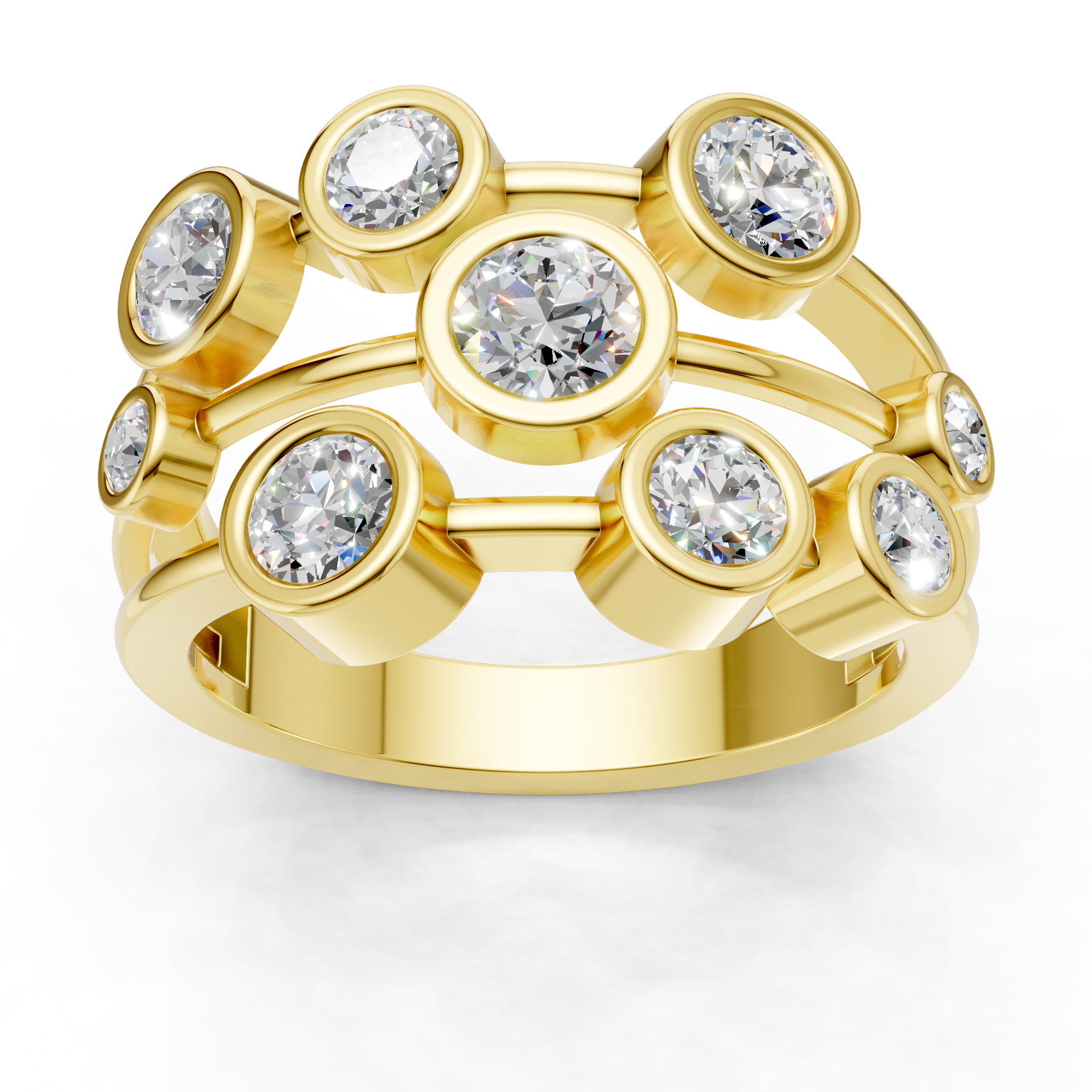 Lab Grown Diamond 1.05 CTW Round Bezel Cluster Ring- Sterling Silver