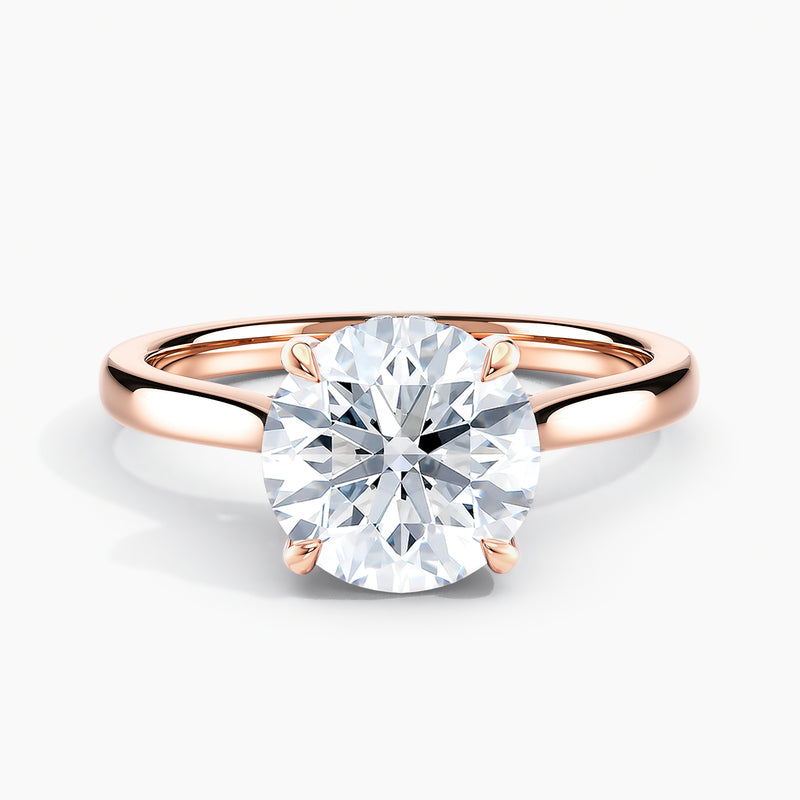 Tapered Classic Hidden Halo Round Diamond Engagement Ring