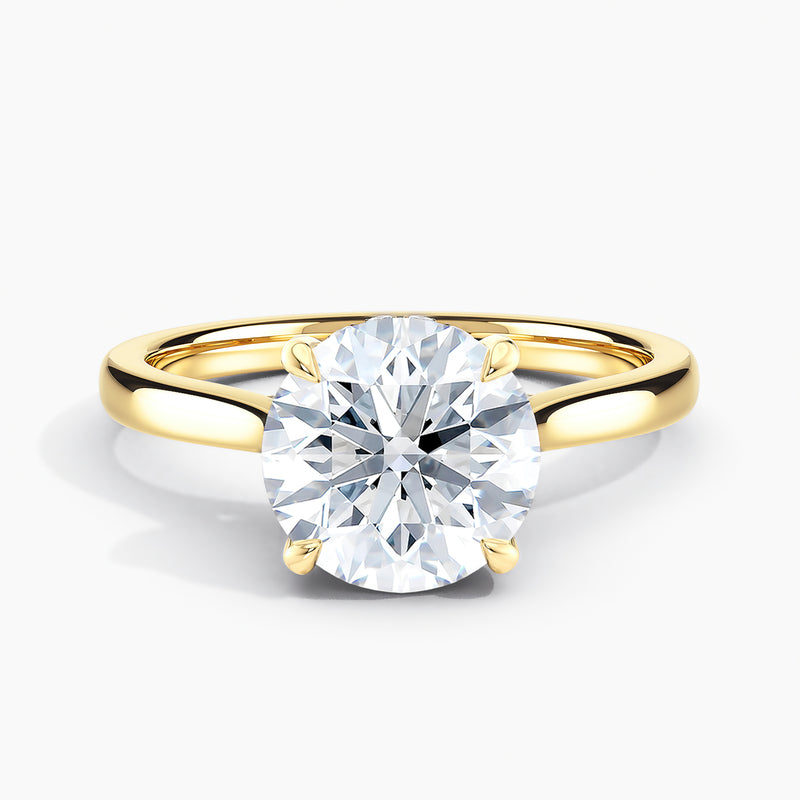 Tapered Classic Hidden Halo Round Diamond Engagement Ring