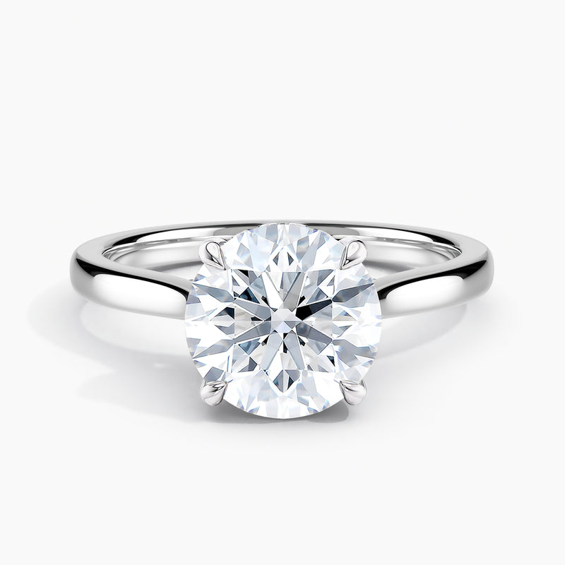 Tapered Classic Hidden Halo Round Diamond Engagement Ring