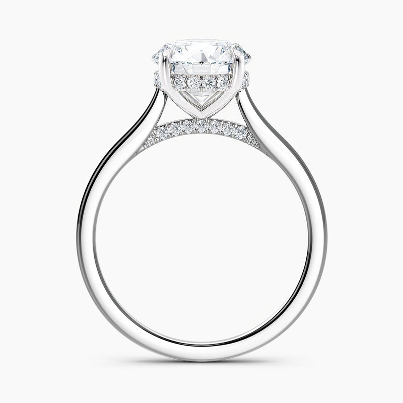 Tapered Classic Hidden Halo Round Diamond Engagement Ring