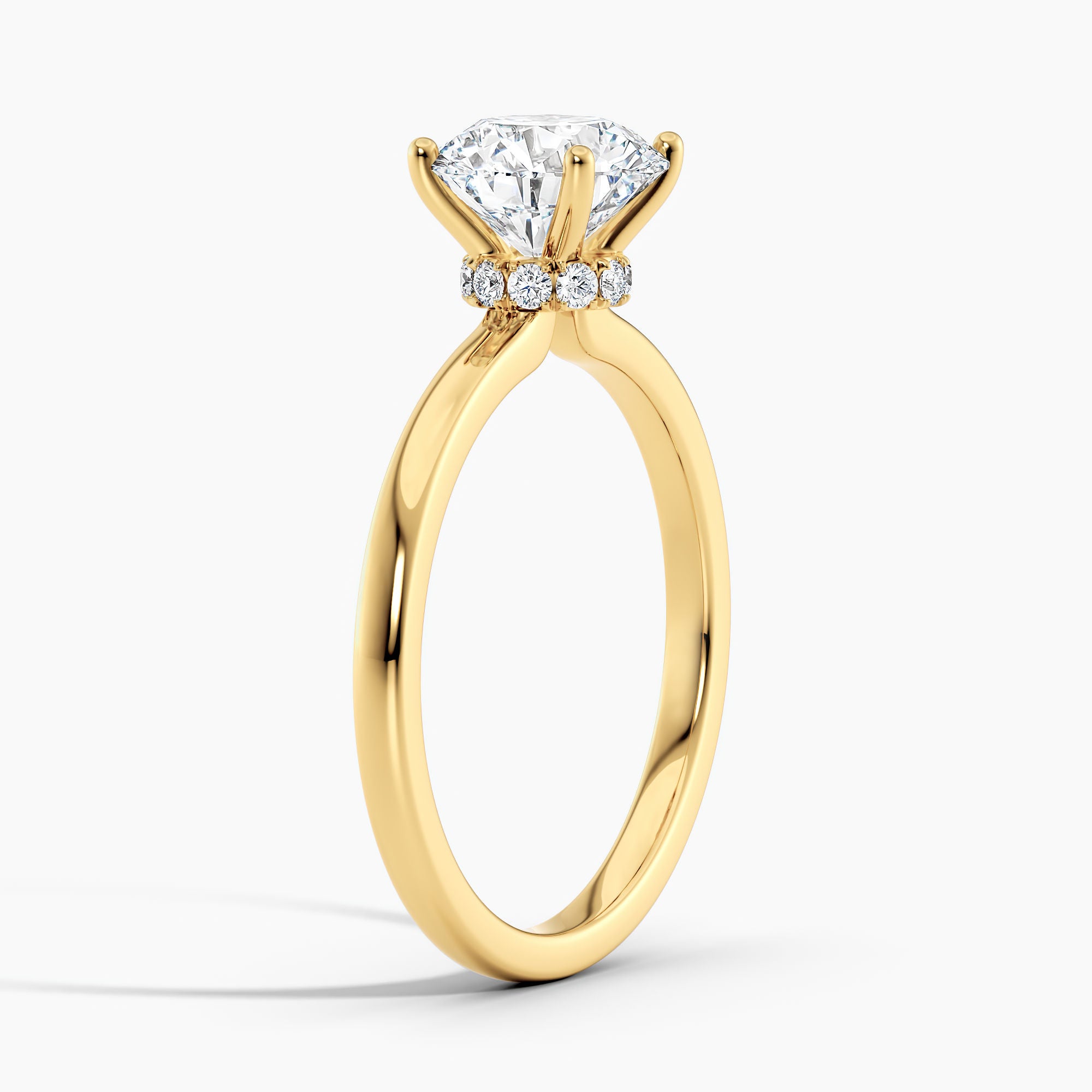 Classic Ribbon Round Diamond Halo Engagement Ring