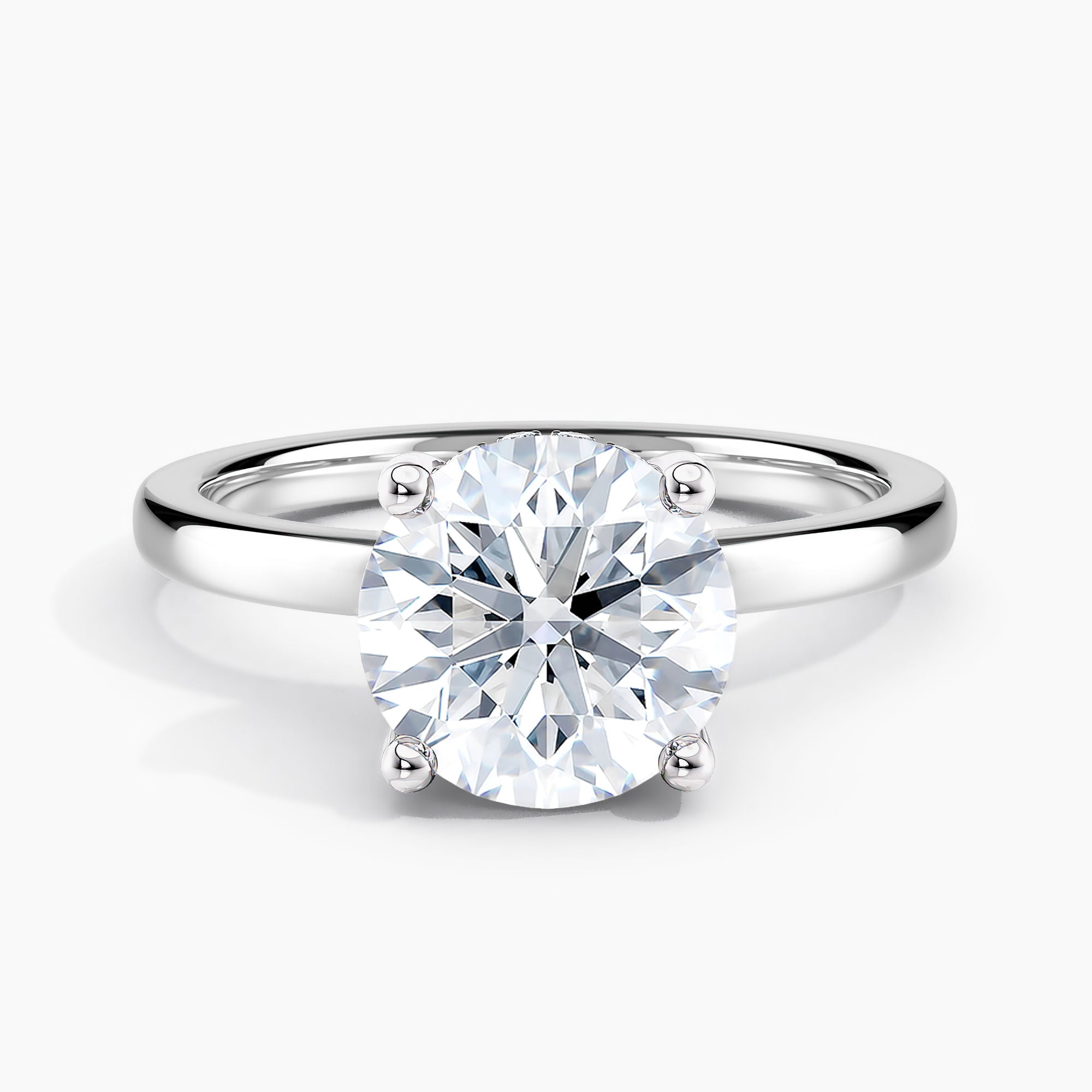 Classic Hidden Round Diamond Halo Solitaire Engagement Ring