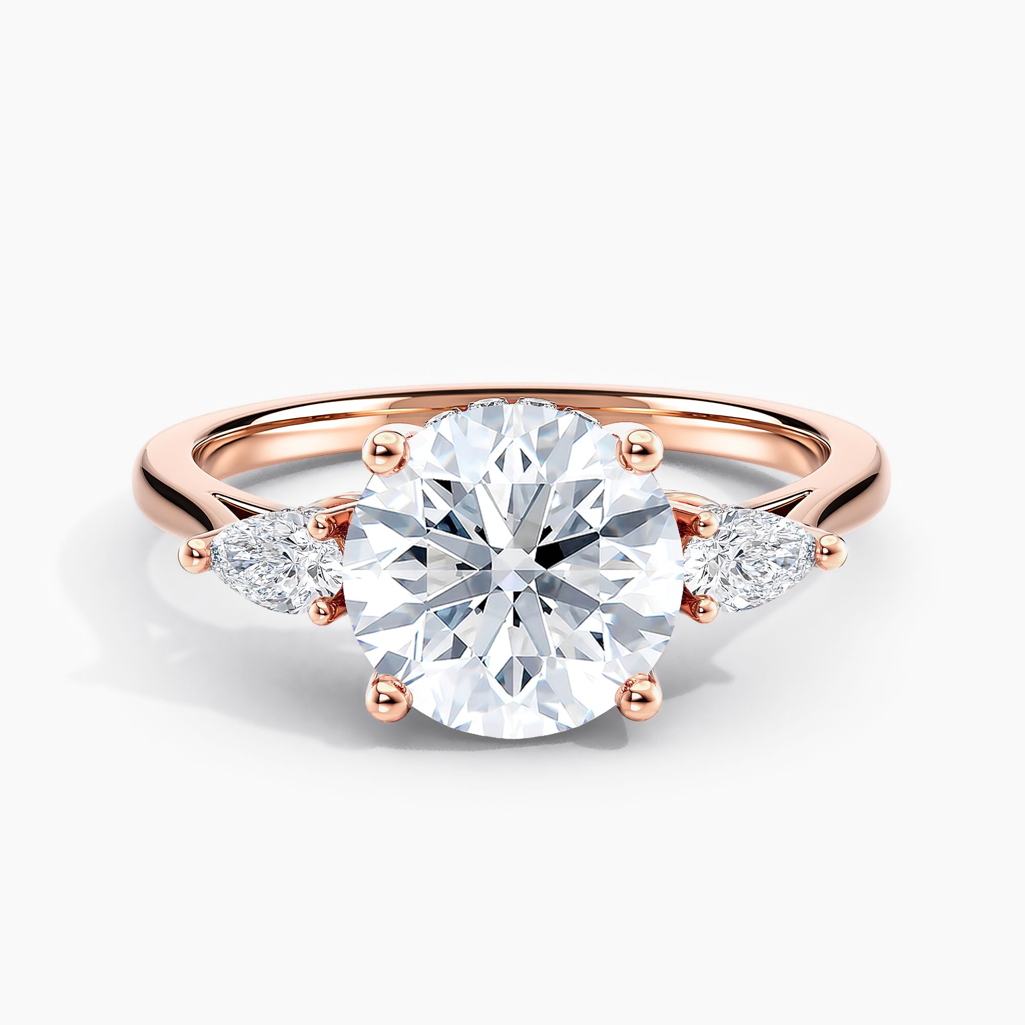 Round 2.80 Ct Lab Grown Diamond Three Stone Ring - Sterling Silver