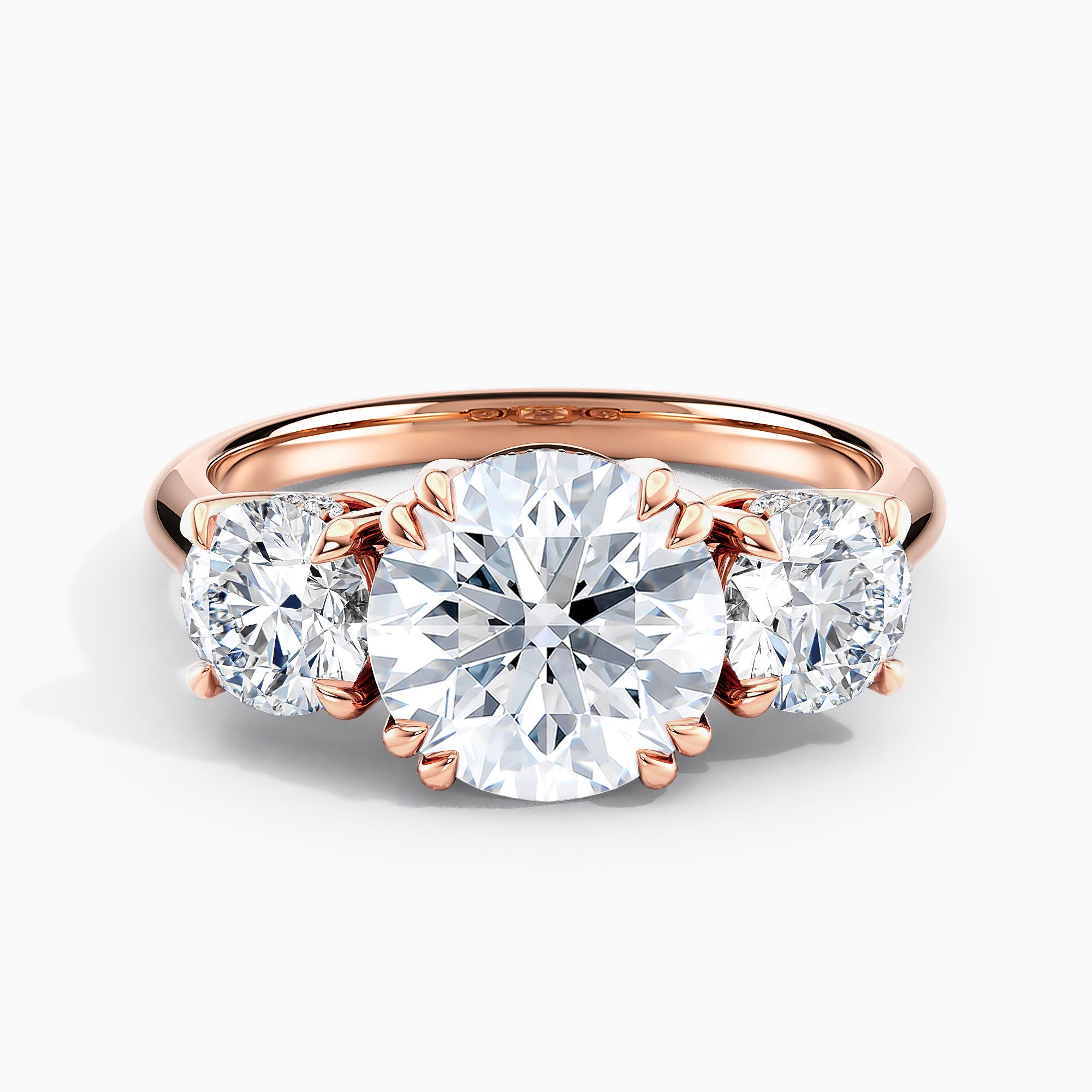 Round 3.20 Ct Lab Grown Diamond Three Stone Ring - Sterling Silver
