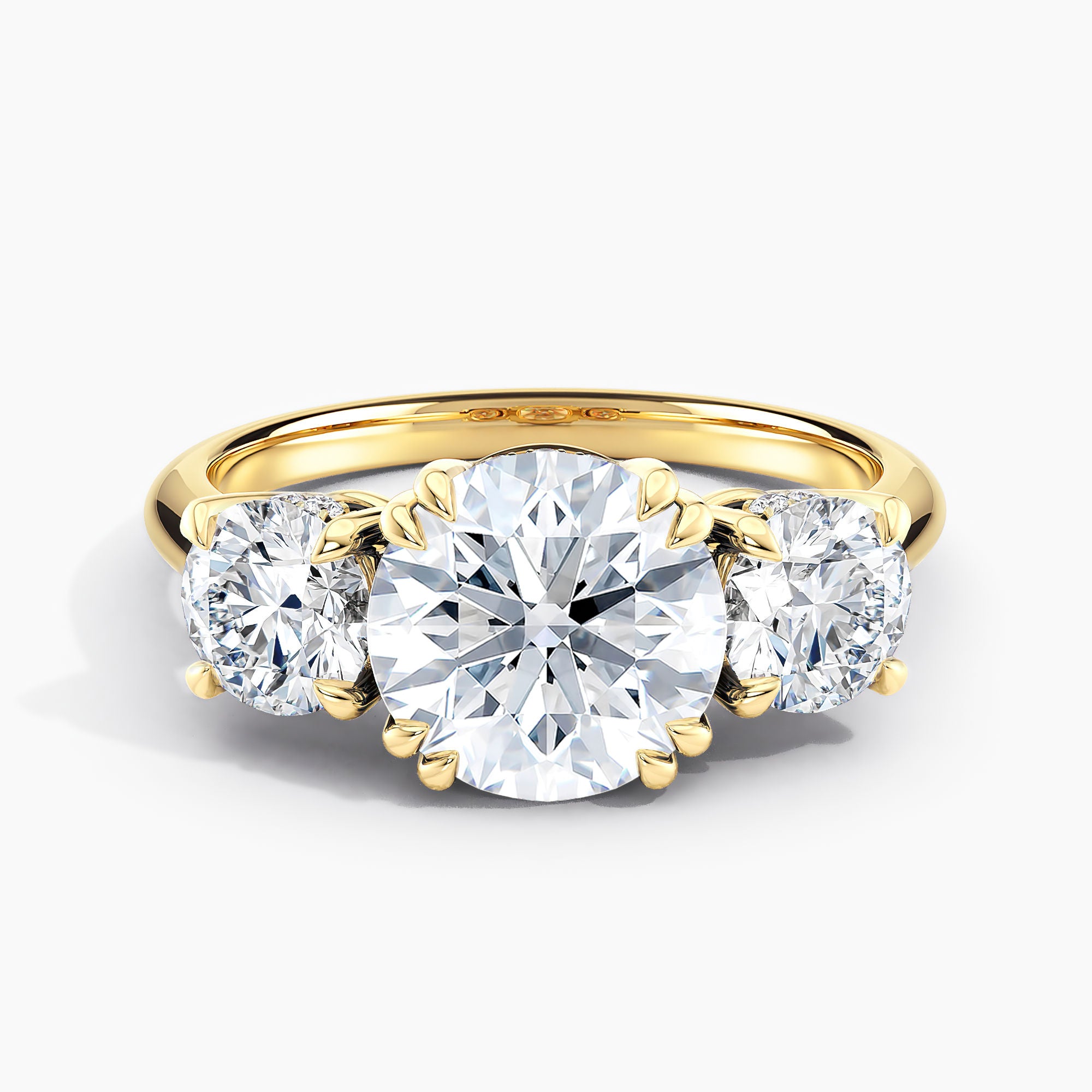 Round Three Stone Engagement Ring