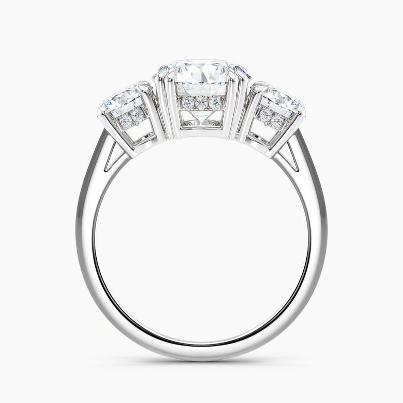 Round 3.20 Ct Lab Grown Diamond Three Stone Ring - Sterling Silver