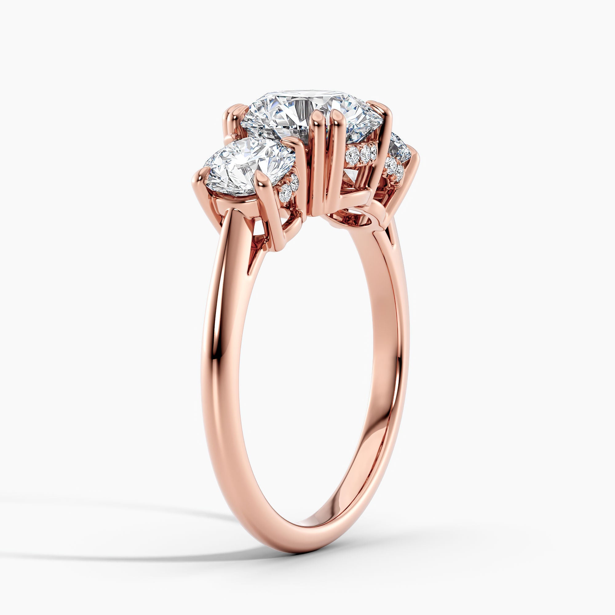 Round 3.20 Ct Lab Grown Diamond Three Stone Ring - Sterling Silver