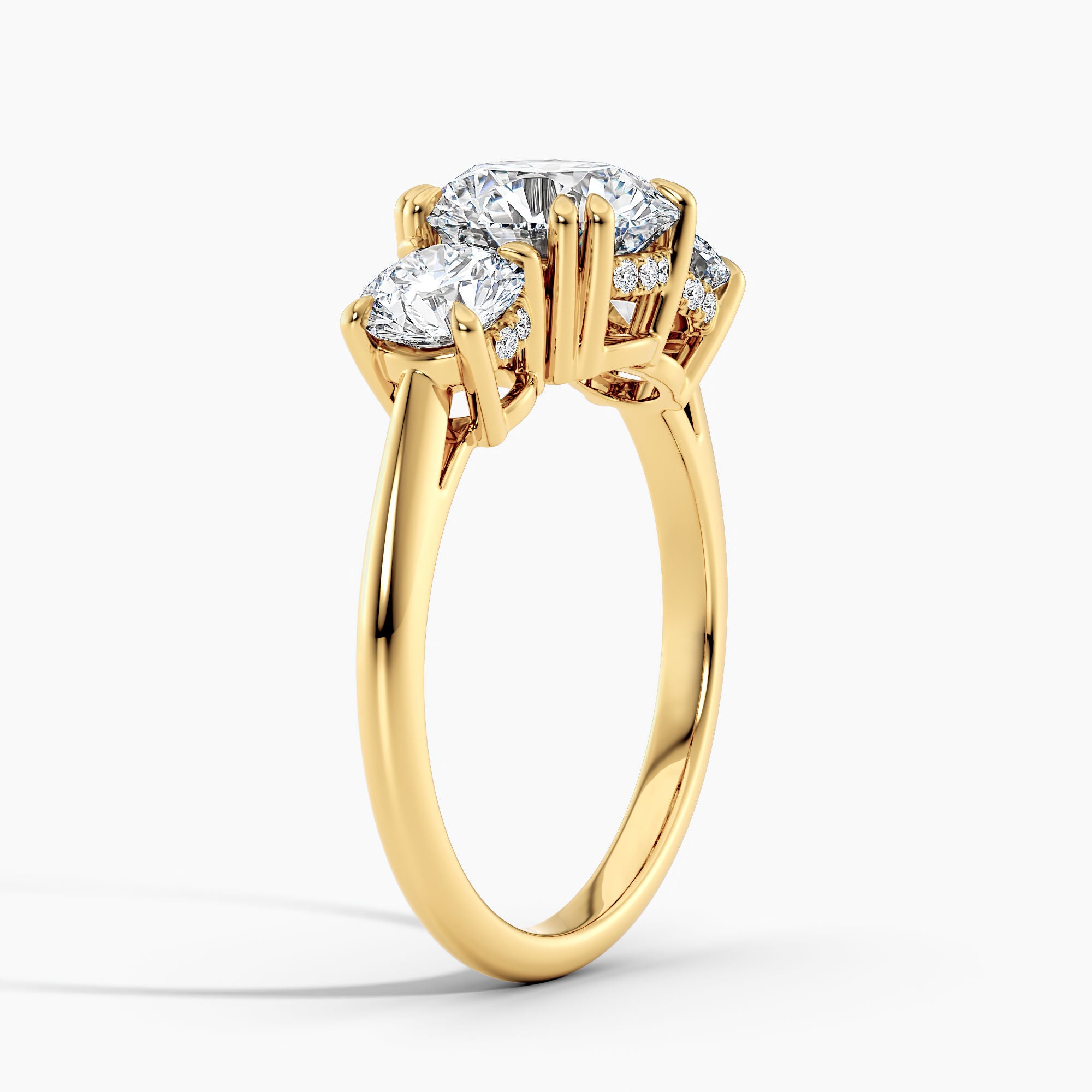 Round 3.20 Ct Lab Grown Diamond Three Stone Ring - Sterling Silver