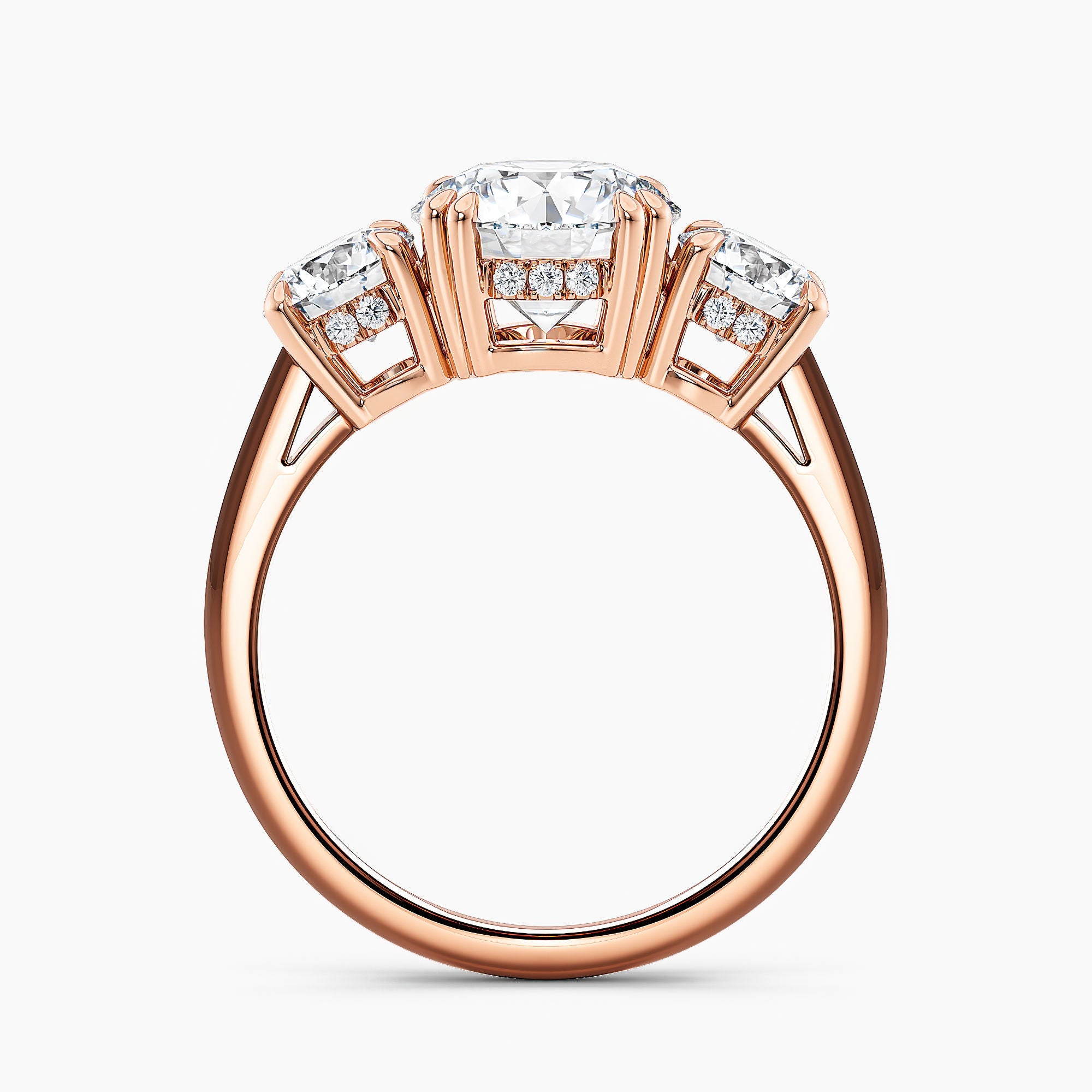 Round 3.20 Ct Lab Grown Diamond Three Stone Ring - Sterling Silver