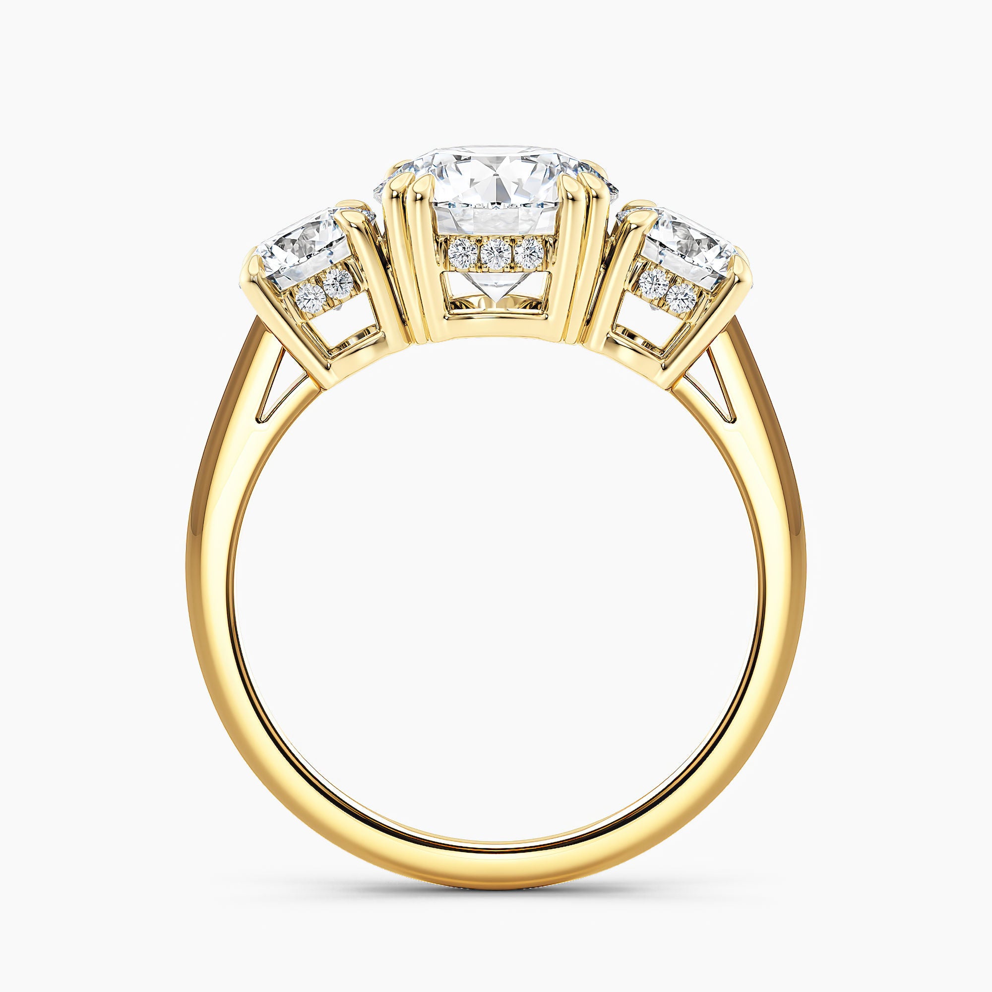 Round Three Stone Engagement Ring