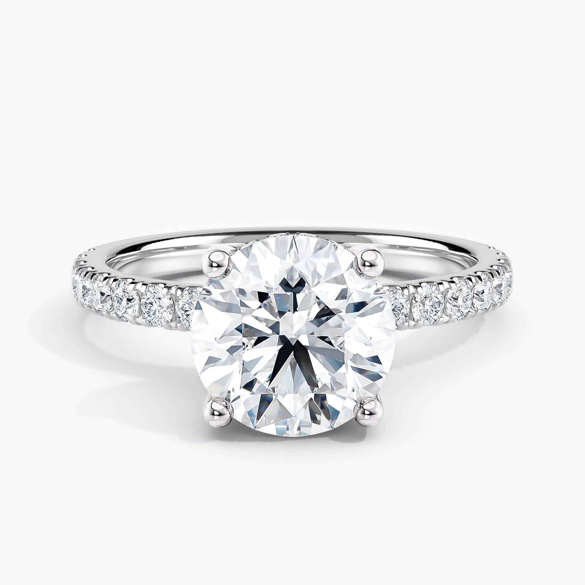Oval 3.00 Ct Lab Grown Diamond Pavé Band Solitaire Ring - Sterling Silver