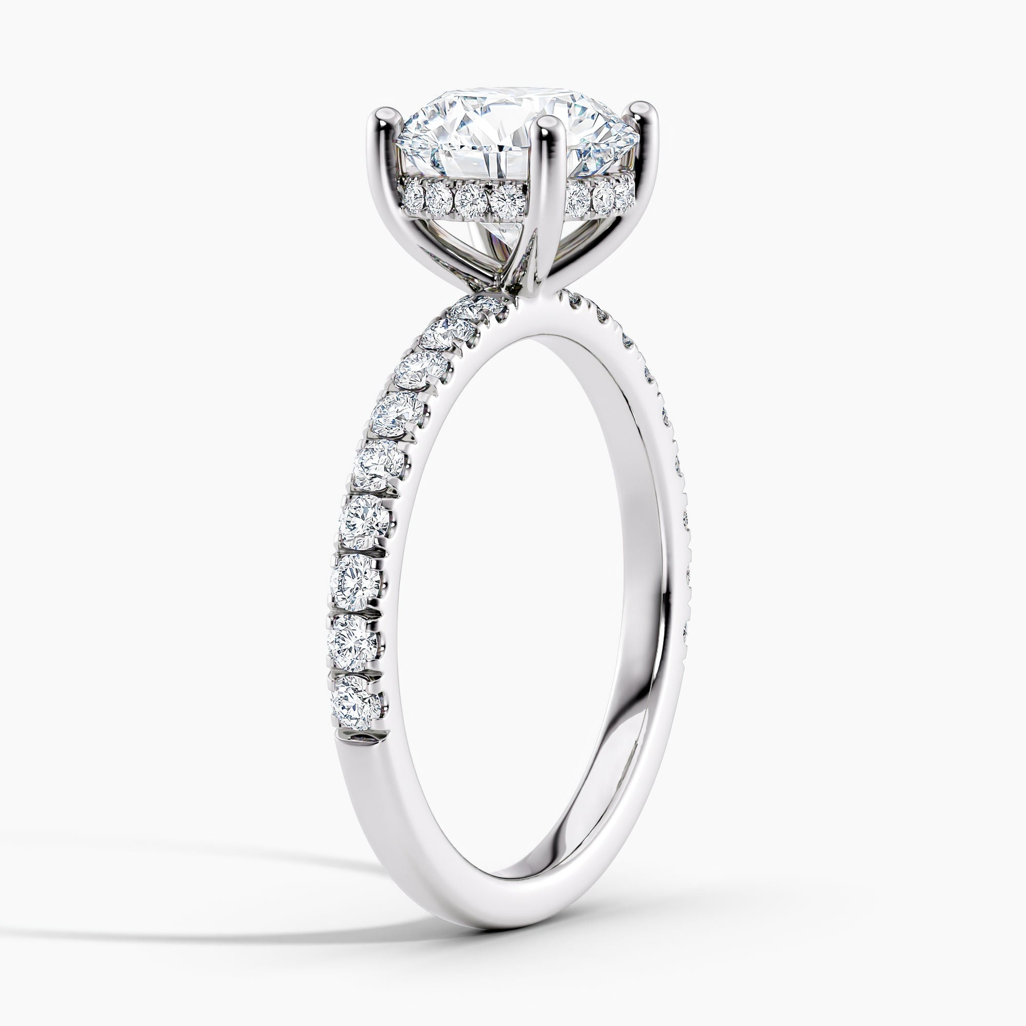 Oval 3.00 Ct Lab Grown Diamond Pavé Band Solitaire Ring - Sterling Silver