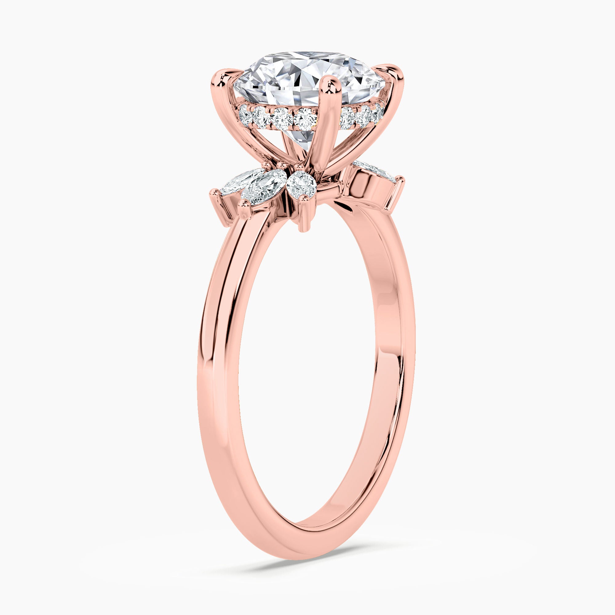Round 2.60 Ct Lab Grown Diamond Floral Cluster Ring - Sterling Silver