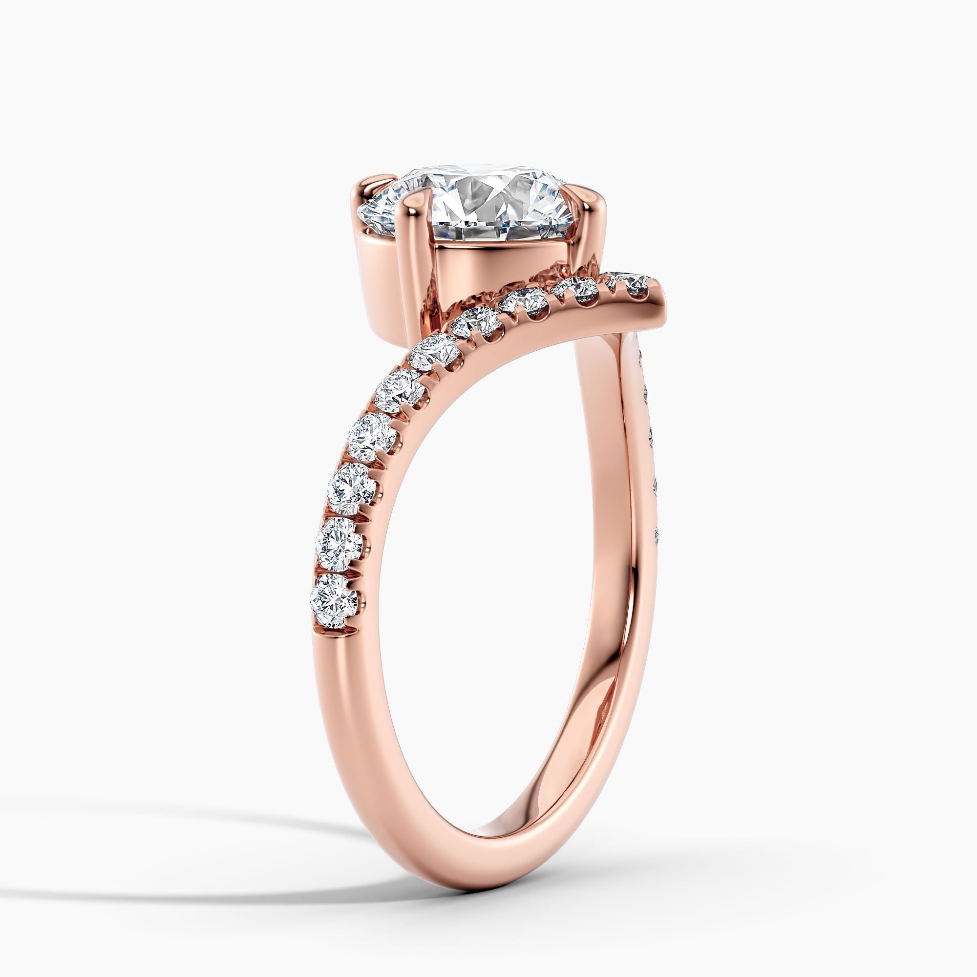 Round 3.20 Ct Lab Grown Diamond V Shape Pavé Band Ring - Sterling Silver