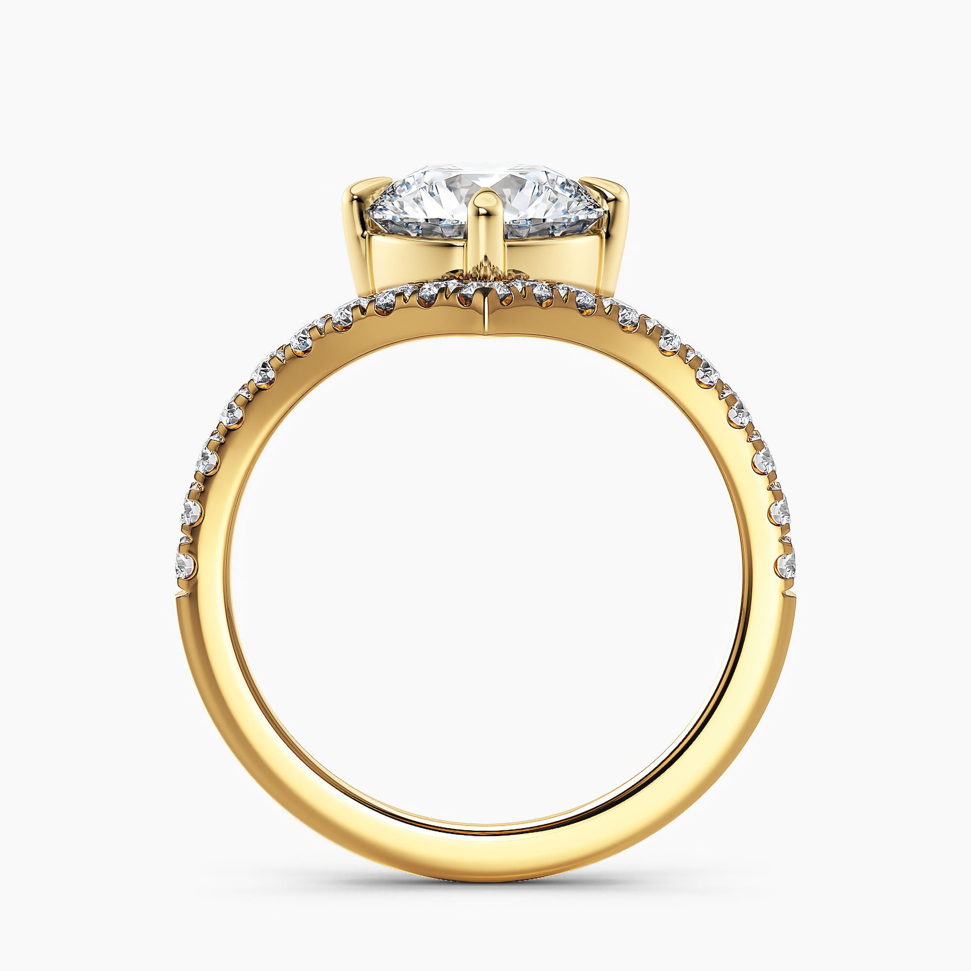 Round 3.20 Ct Lab Grown Diamond V Shape Pavé Band Ring - Sterling Silver