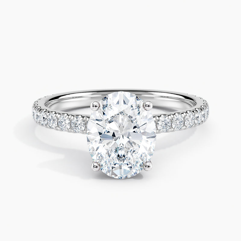 Oval 3.00 Ct Lab Grown Diamond Pavé Band Ring - Sterling Silver