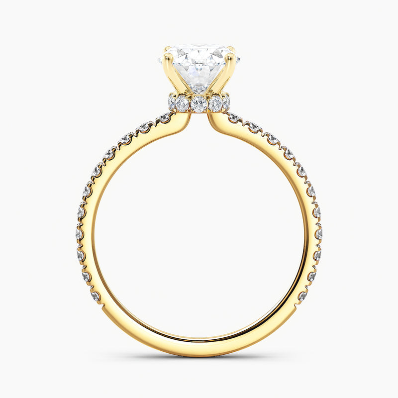Oval 3.00 Ct Lab Grown Diamond Pavé Band Ring - Sterling Silver